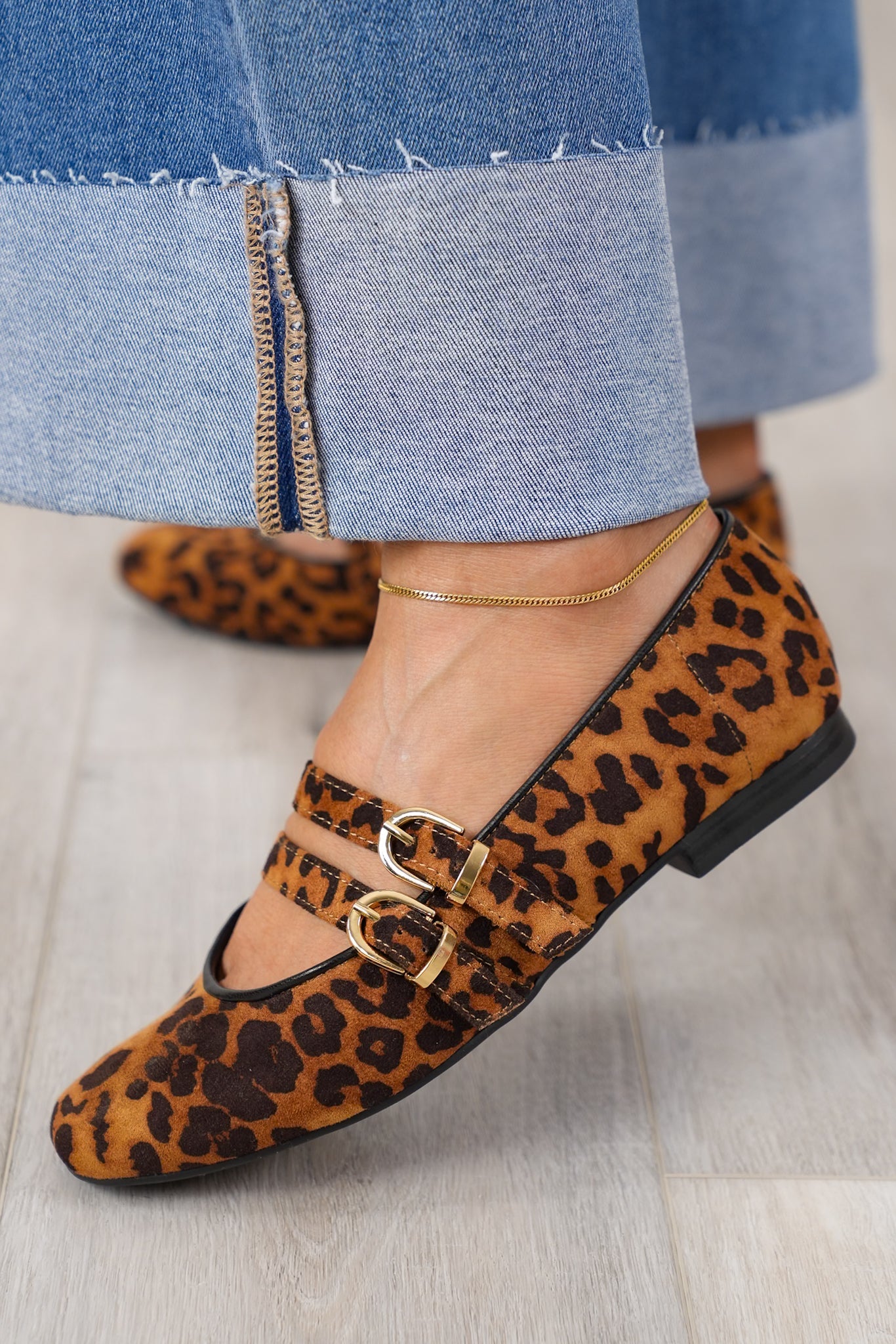 MIA Leopard Flat Sandal with Adjustable Buckle Straps