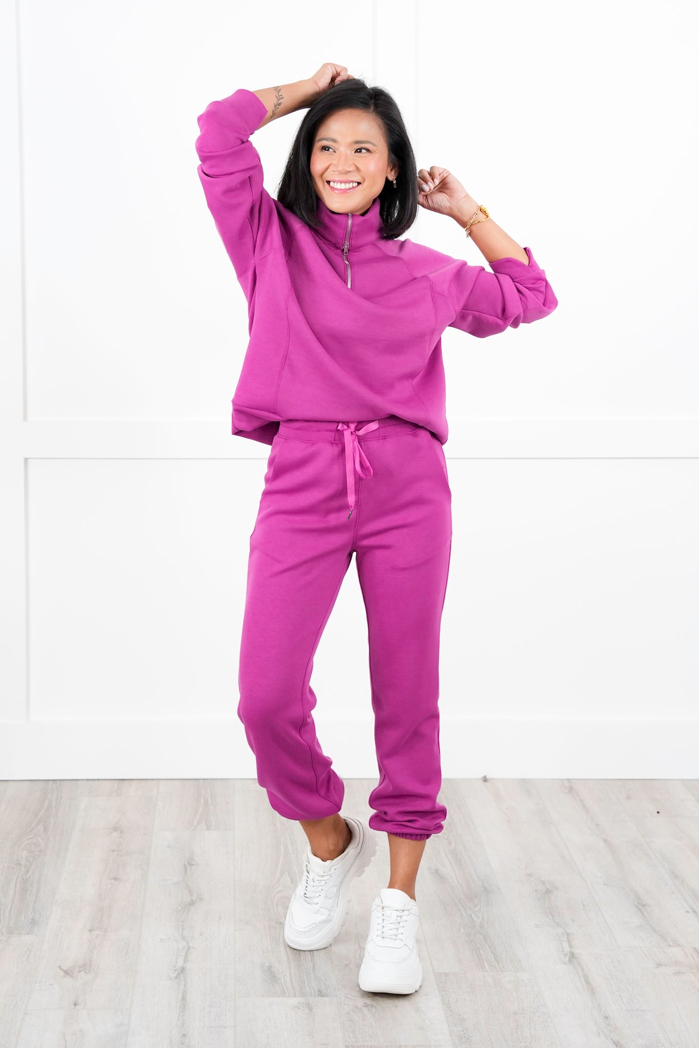 Door Buster! Plus/Reg Elastic Waist Scuba Knit Joggers with Ribbon Drawstring