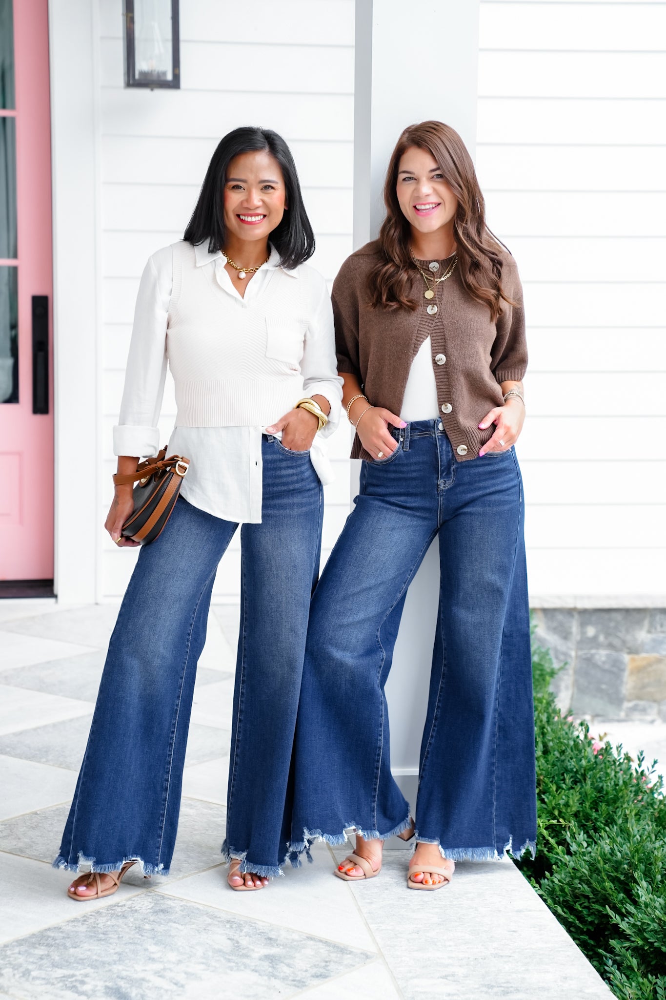 Risen High Rise Dark Wash Wide Leg Jeans