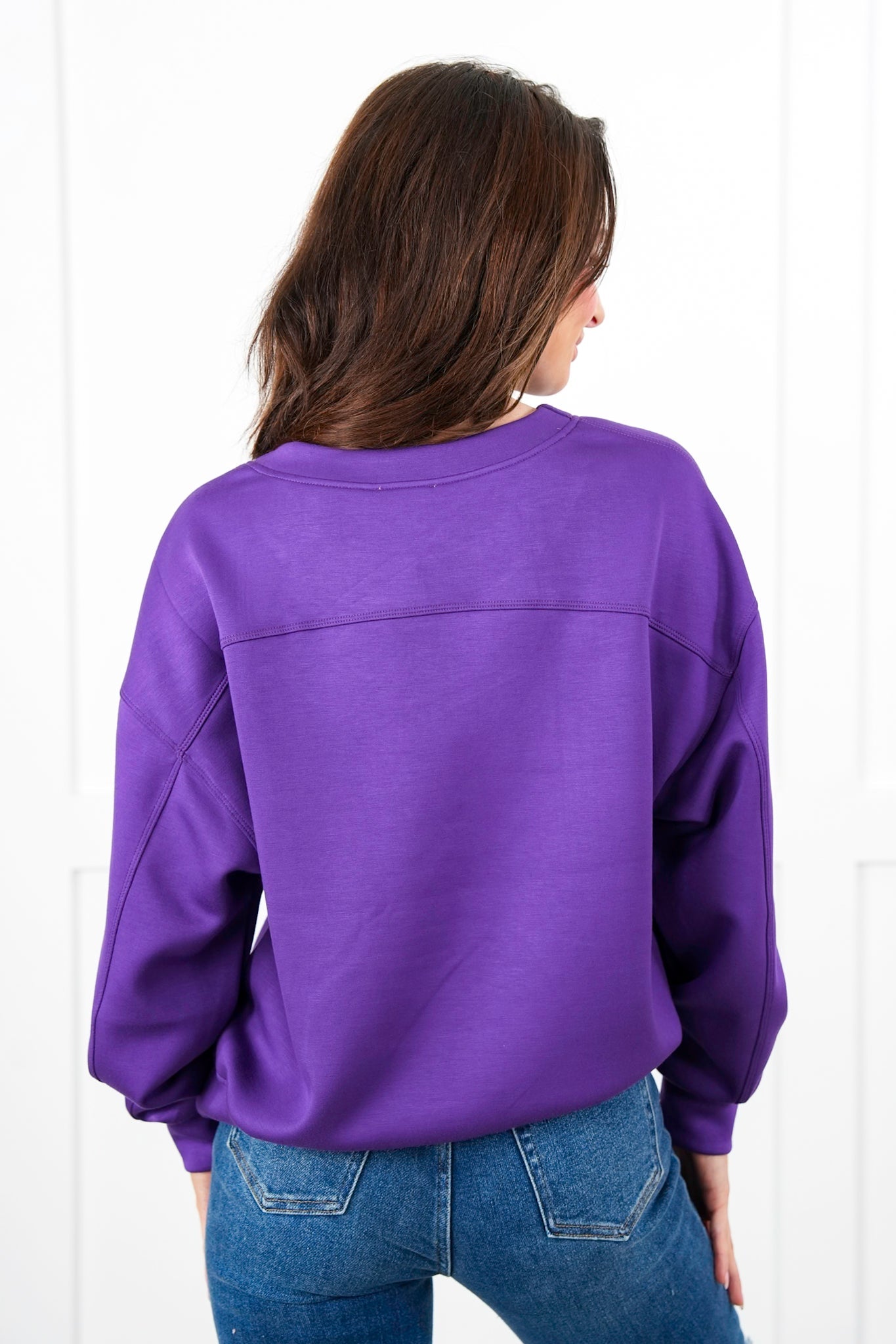 Long Sleeve Crew Neck Scuba Knit Sweatshirt