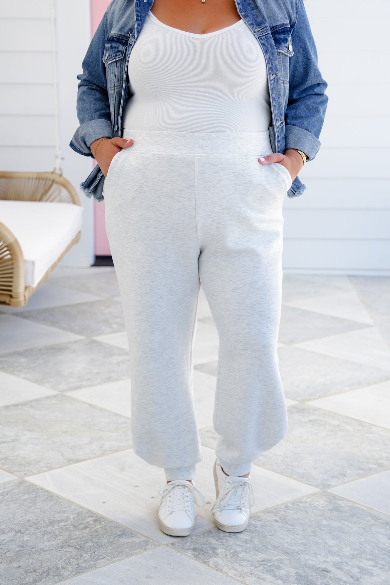 Plus/Reg Scuba Elastic Waistband Joggers With Pockets