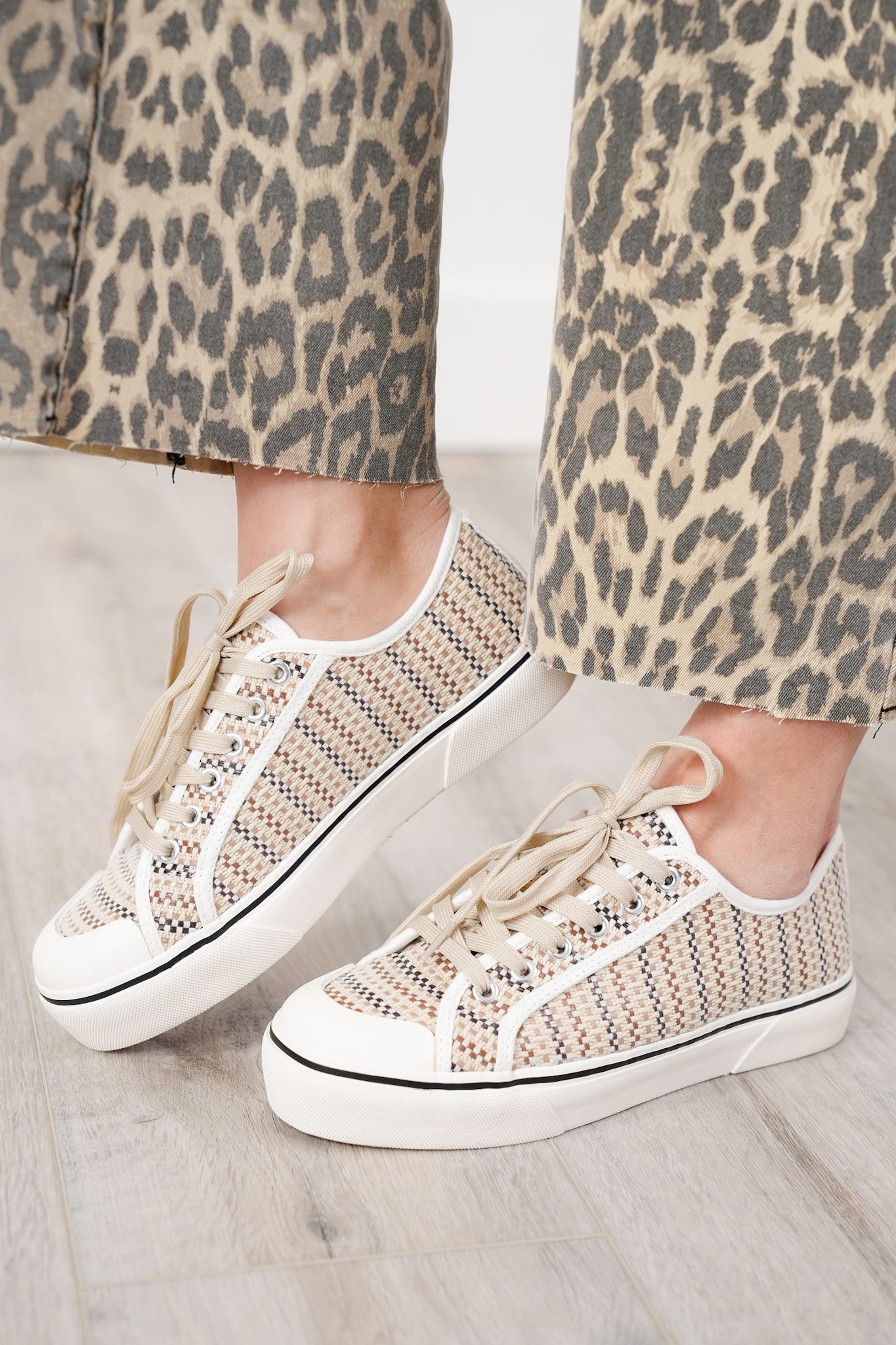 Corky's "Waiting List" Tan Woven Platform Sneakers
