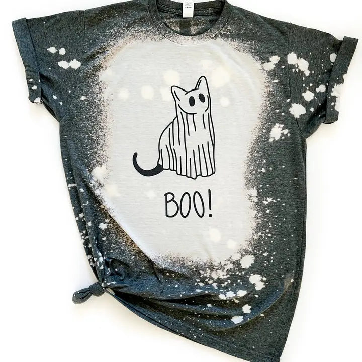 Plus/Reg Short Sleeve Ghost Kitty "Boo" Graphic Tee