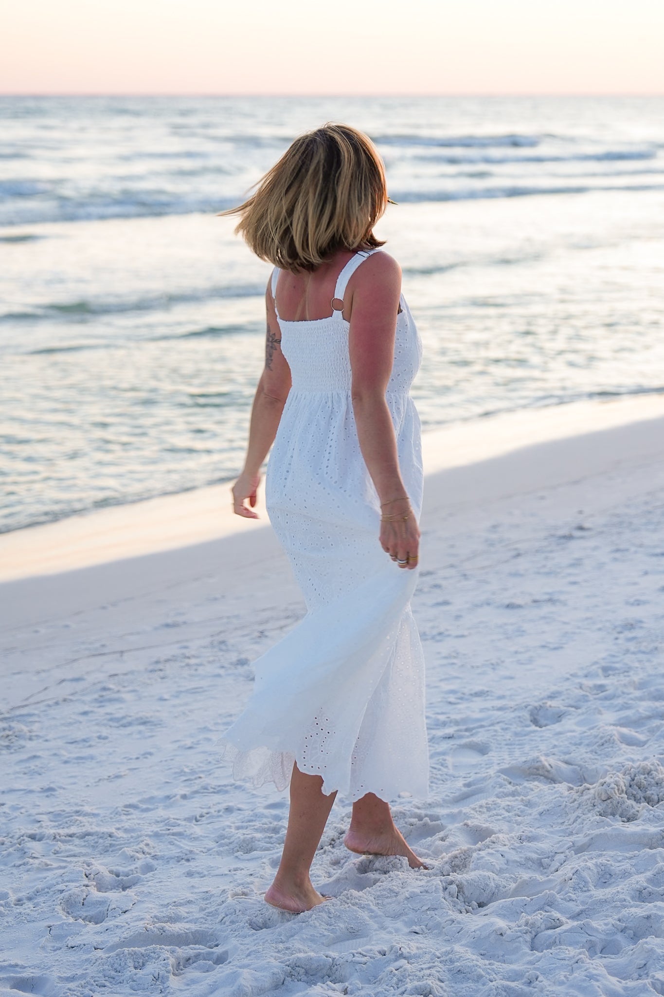 Plus/Reg White Eyelet Sleeveless Maxi Dress