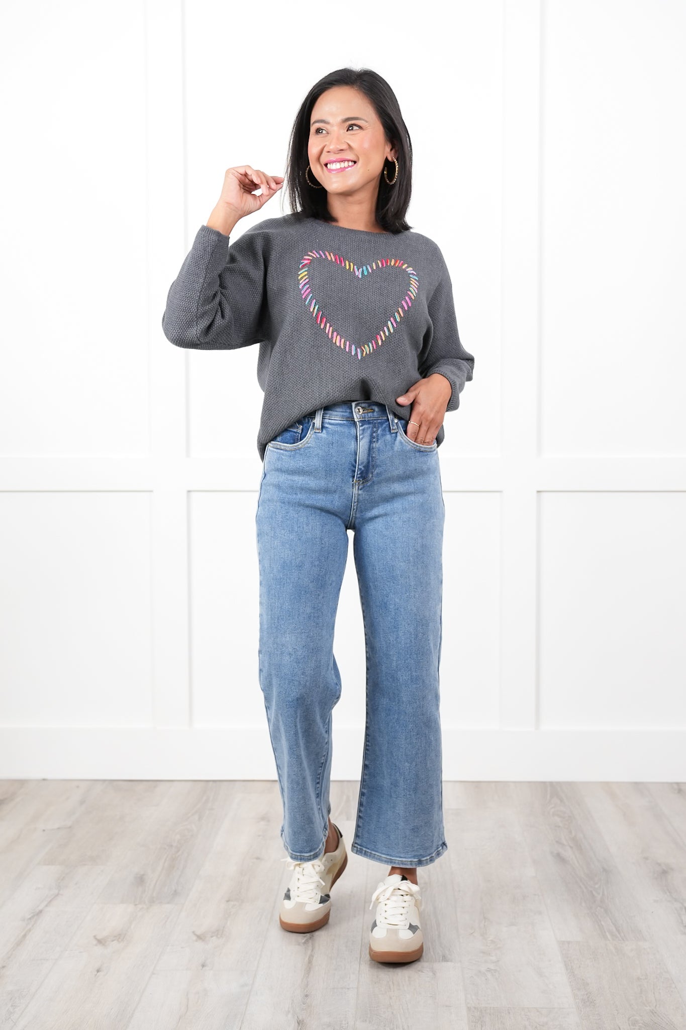 Special A High Rise Light Wash Cropped Wide Leg Jeans