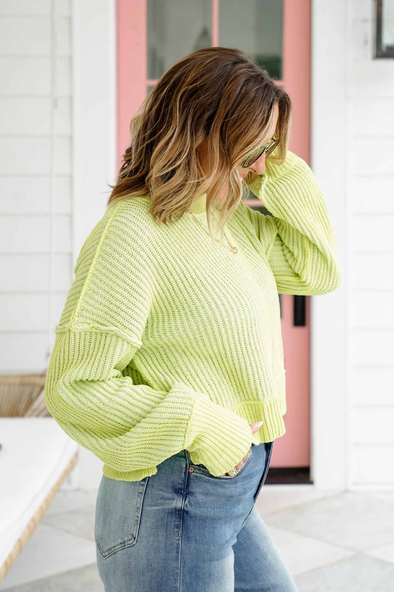 Ribbed Knit Long Sleeve Pullover Sweater