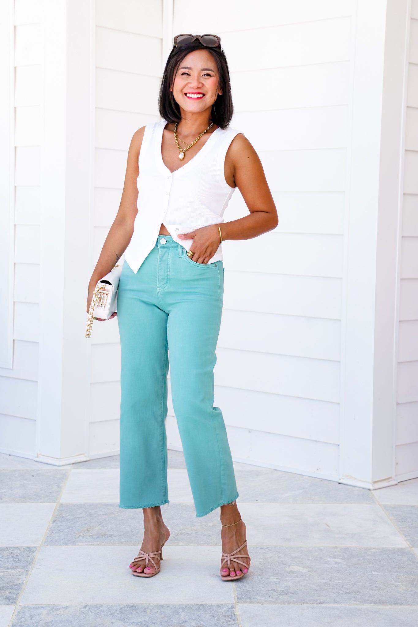 RFM High Rise Cropped Wide Leg Jeans