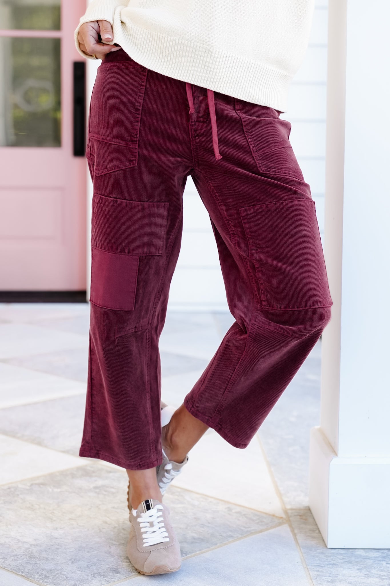Washed Corduroy High Waist Barrel Pants