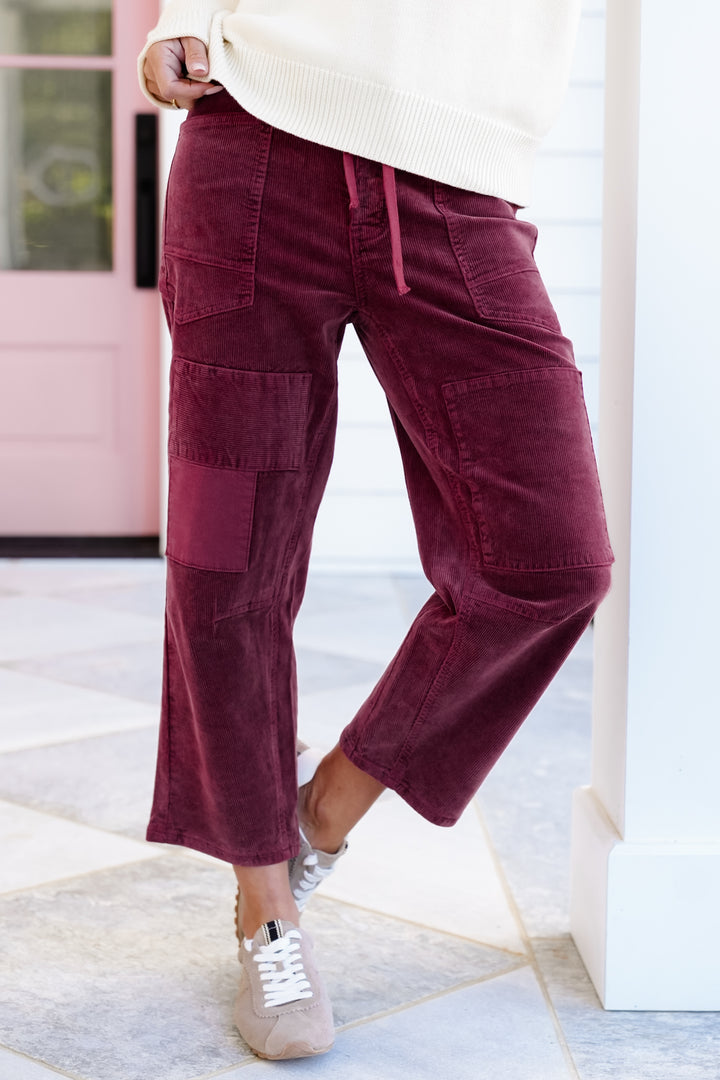 Washed Corduroy High Waist Barrel Pants