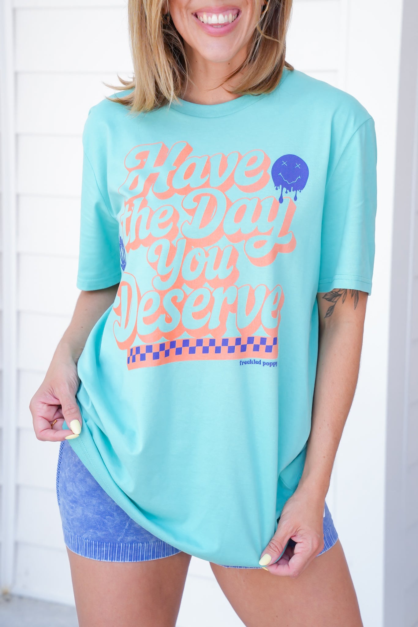 Plus/Reg Short Sleeve "Have The Day You Deserve" Graphic Tee