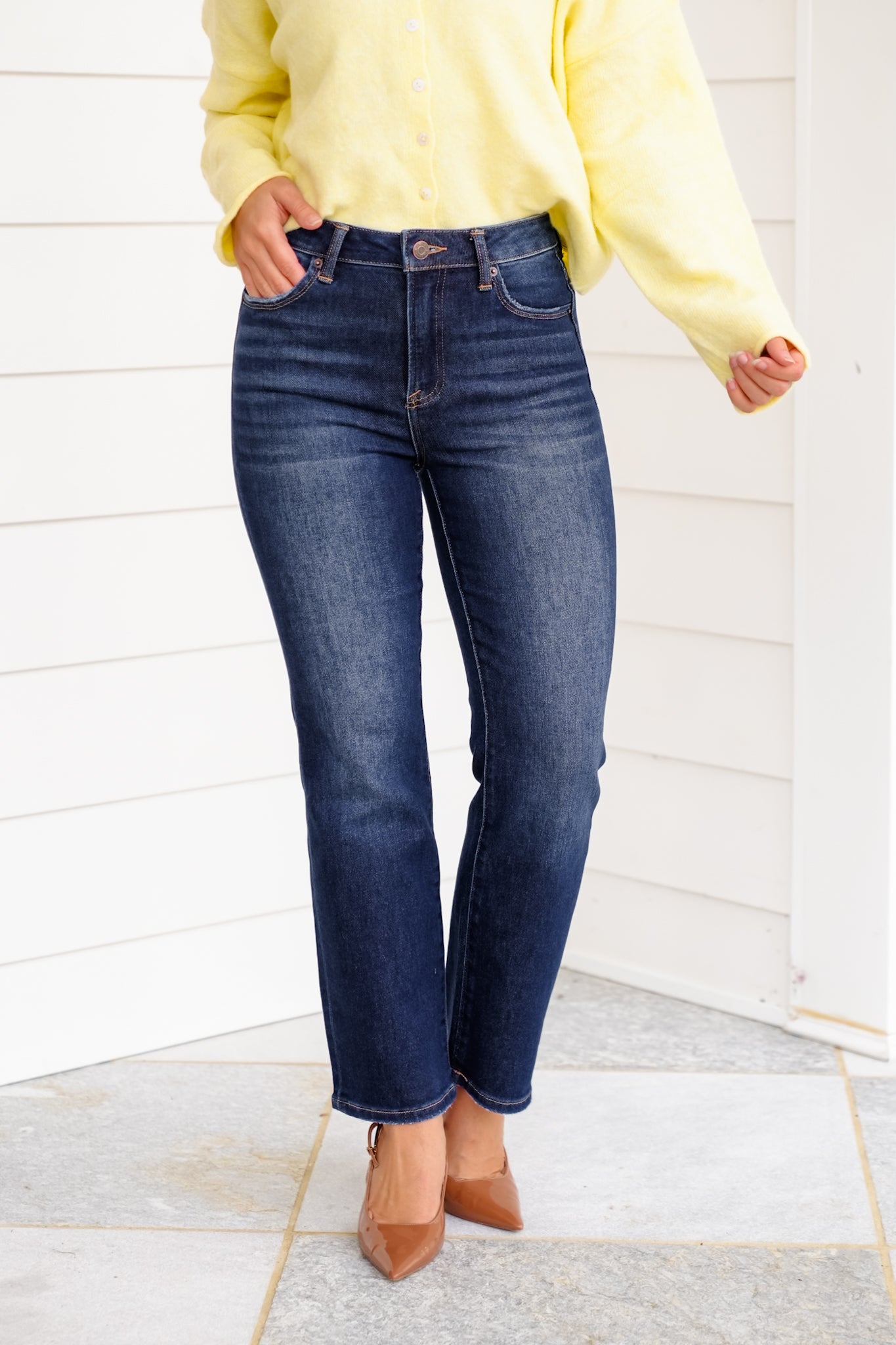 J21 Eleven By Risen High Rise Dark Wash Straight Leg Jeans