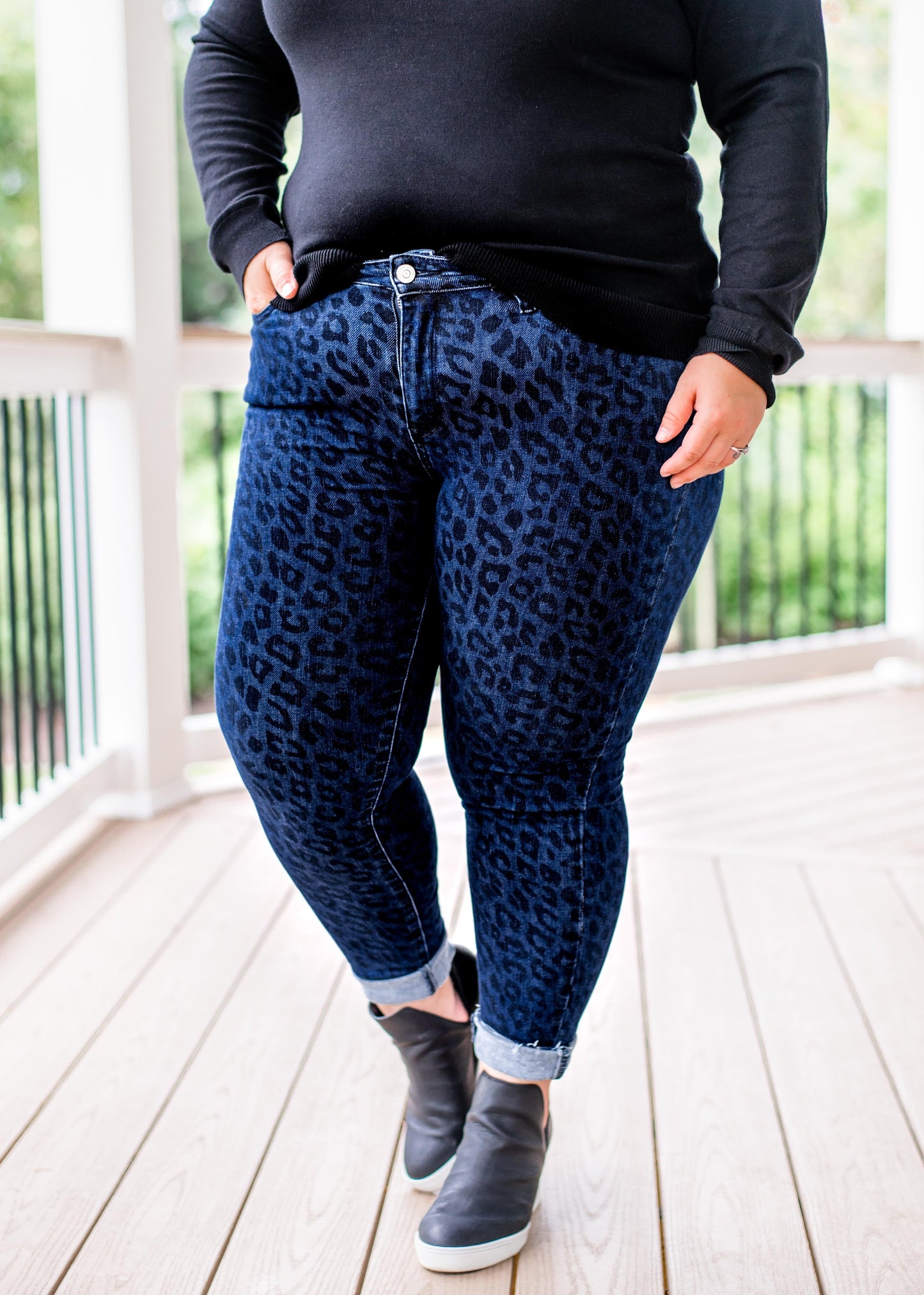 Judy Blue Denim Leopard Print Skinny Jeans