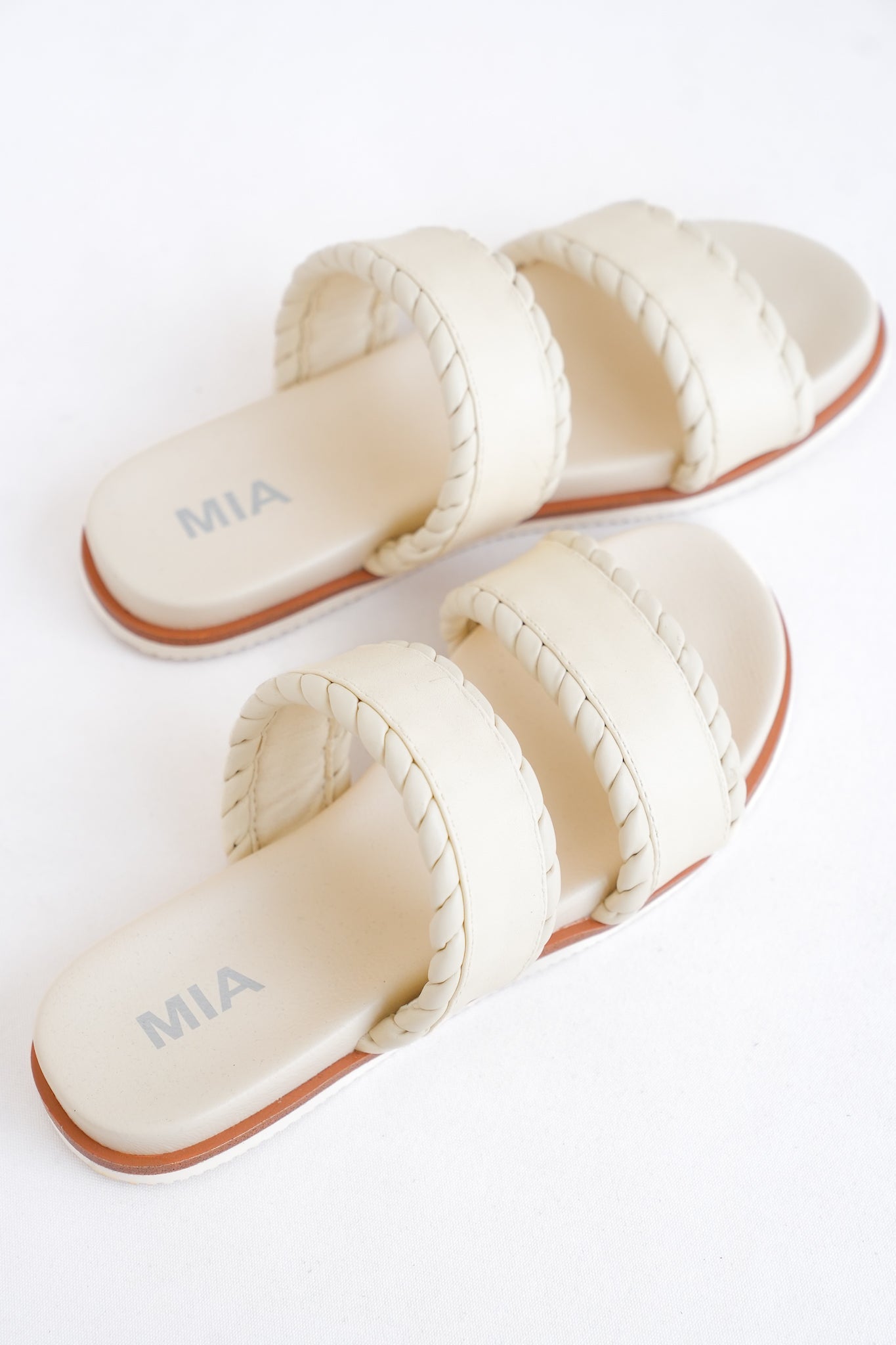 MIA Double Strap Slide Sandal with Rope Detailing