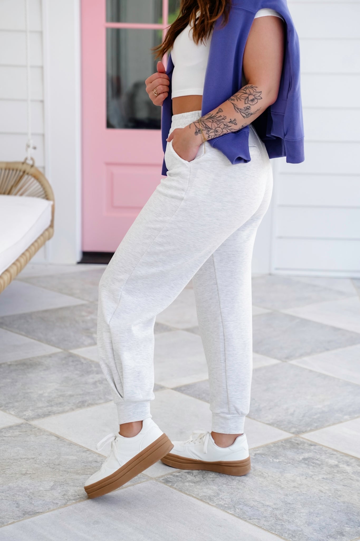 Plus/Reg Scuba Elastic Waistband Joggers With Pockets
