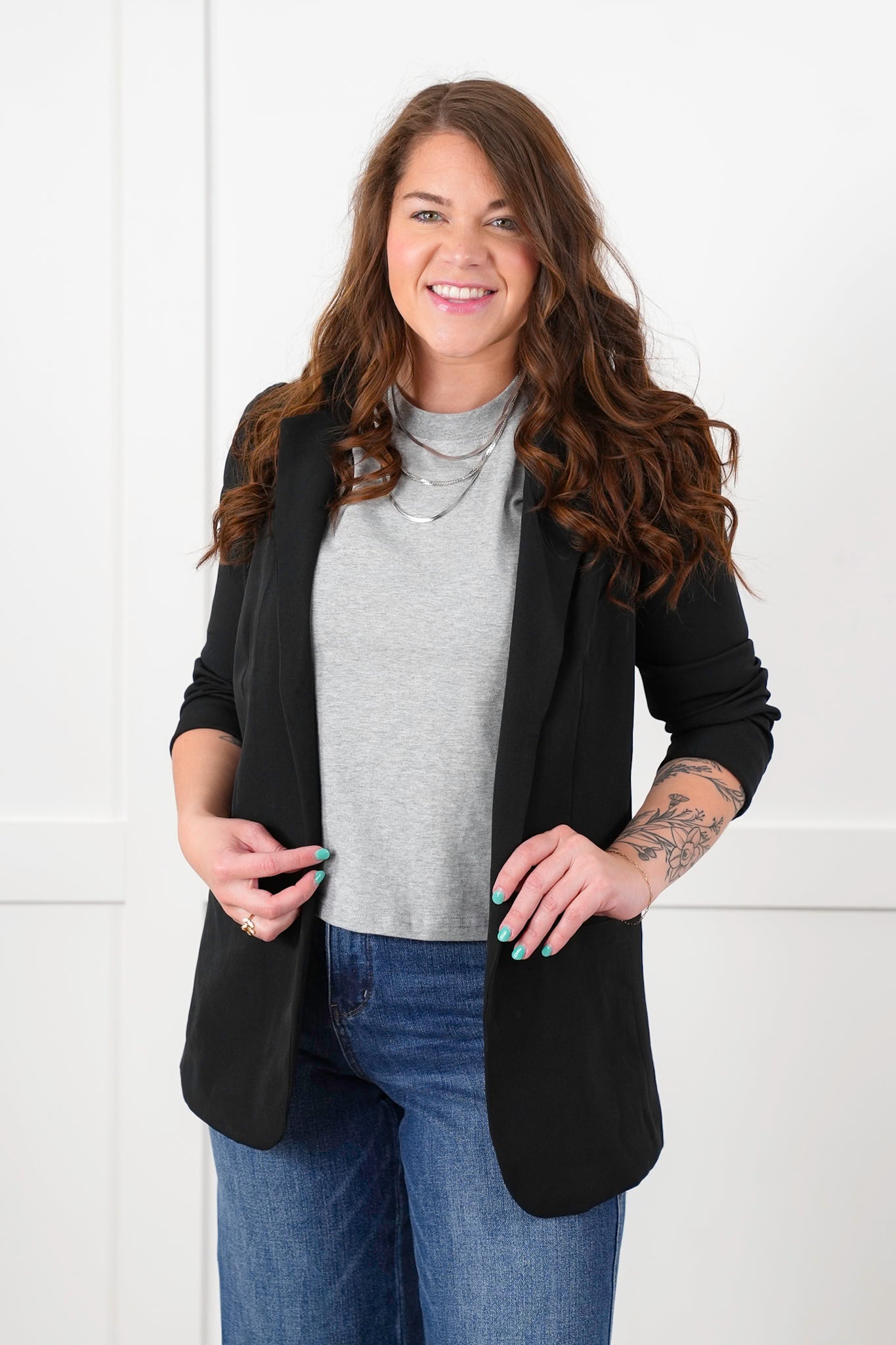 Basic Short Sleeve Top with Reverse Seam Detail