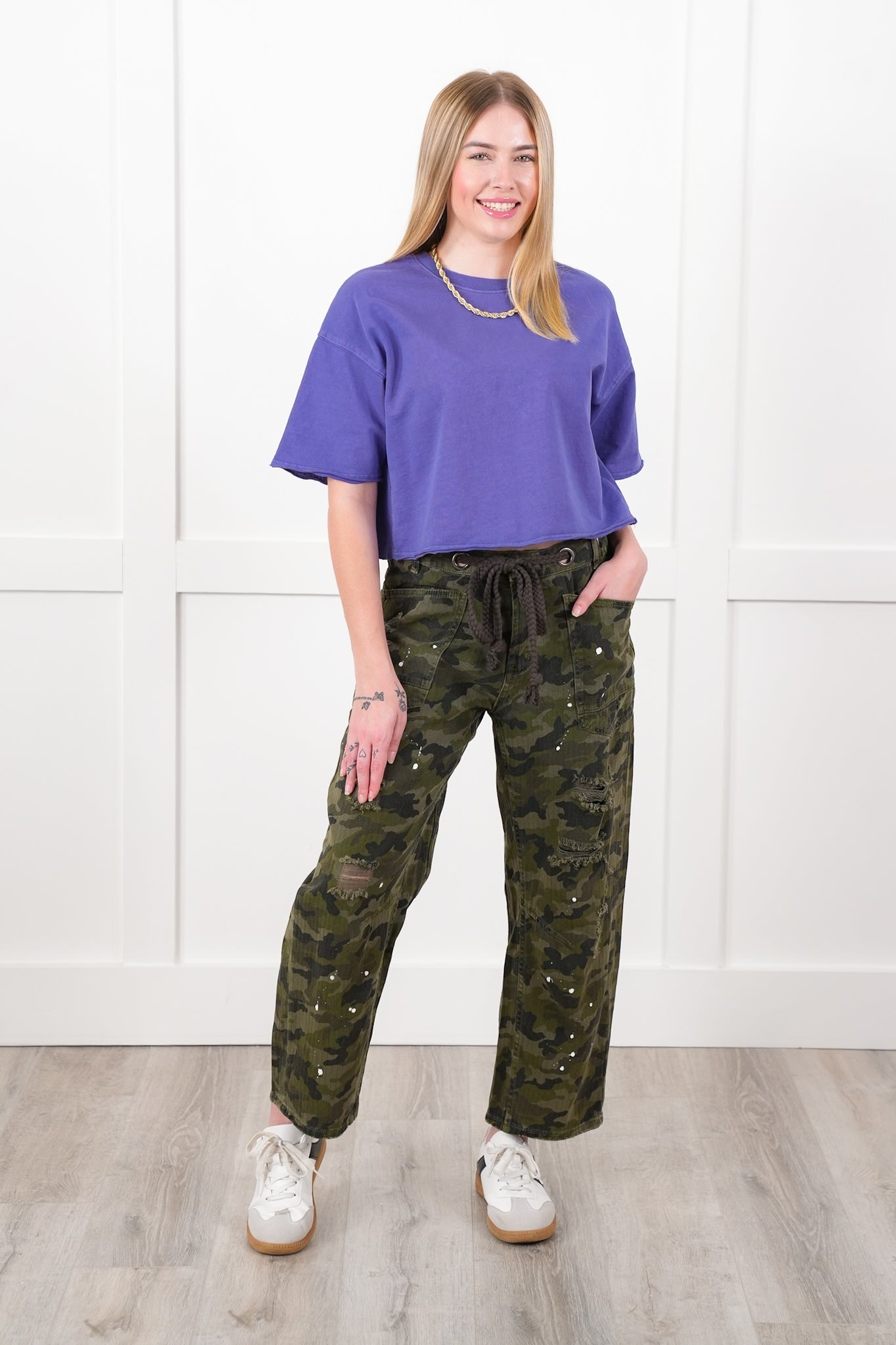 Short Sleeve Crew Neck Boxy Cropped Top