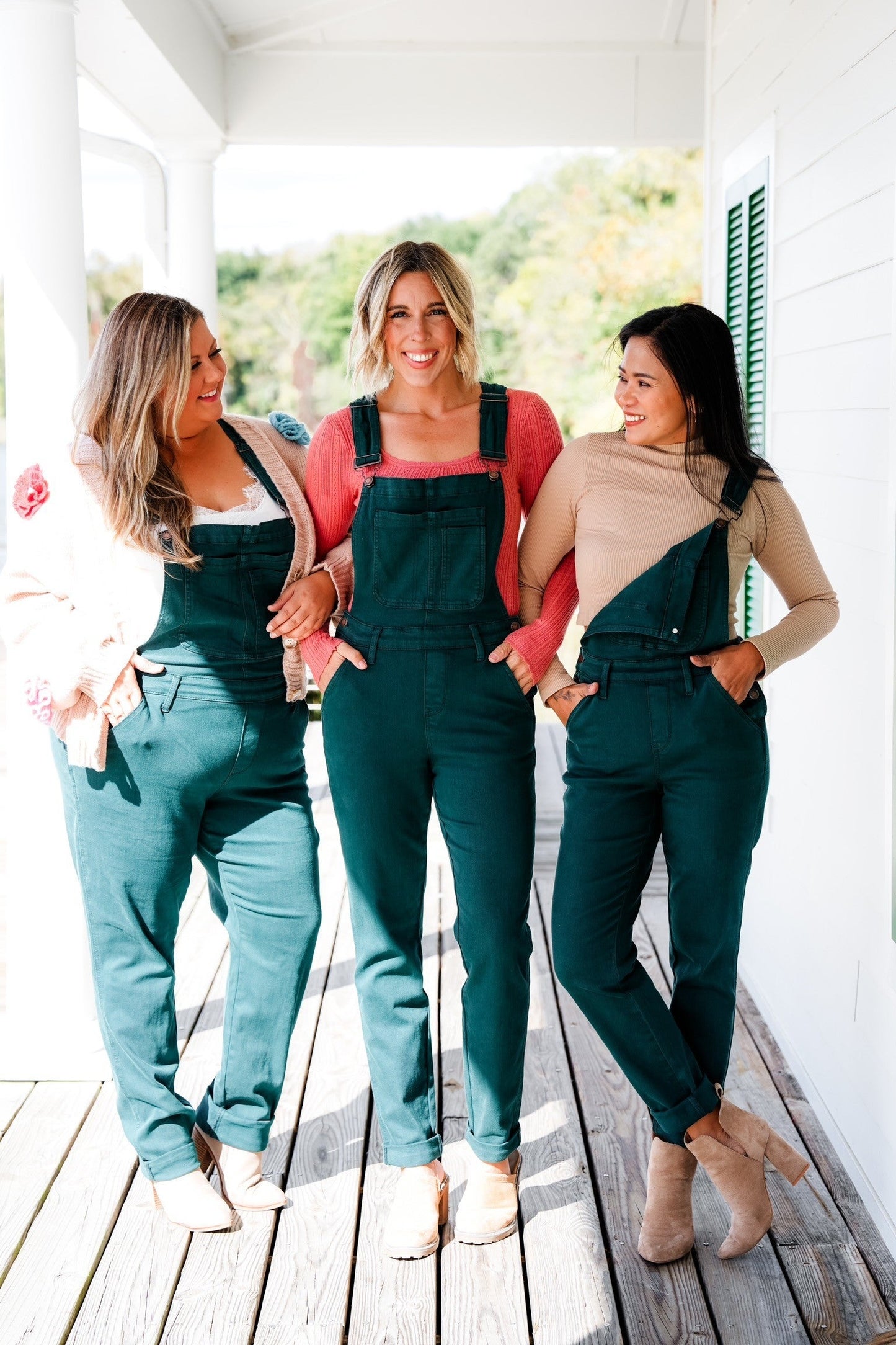 Judy Blue High Rise Teal Double Cuffed Boyfriend Overalls