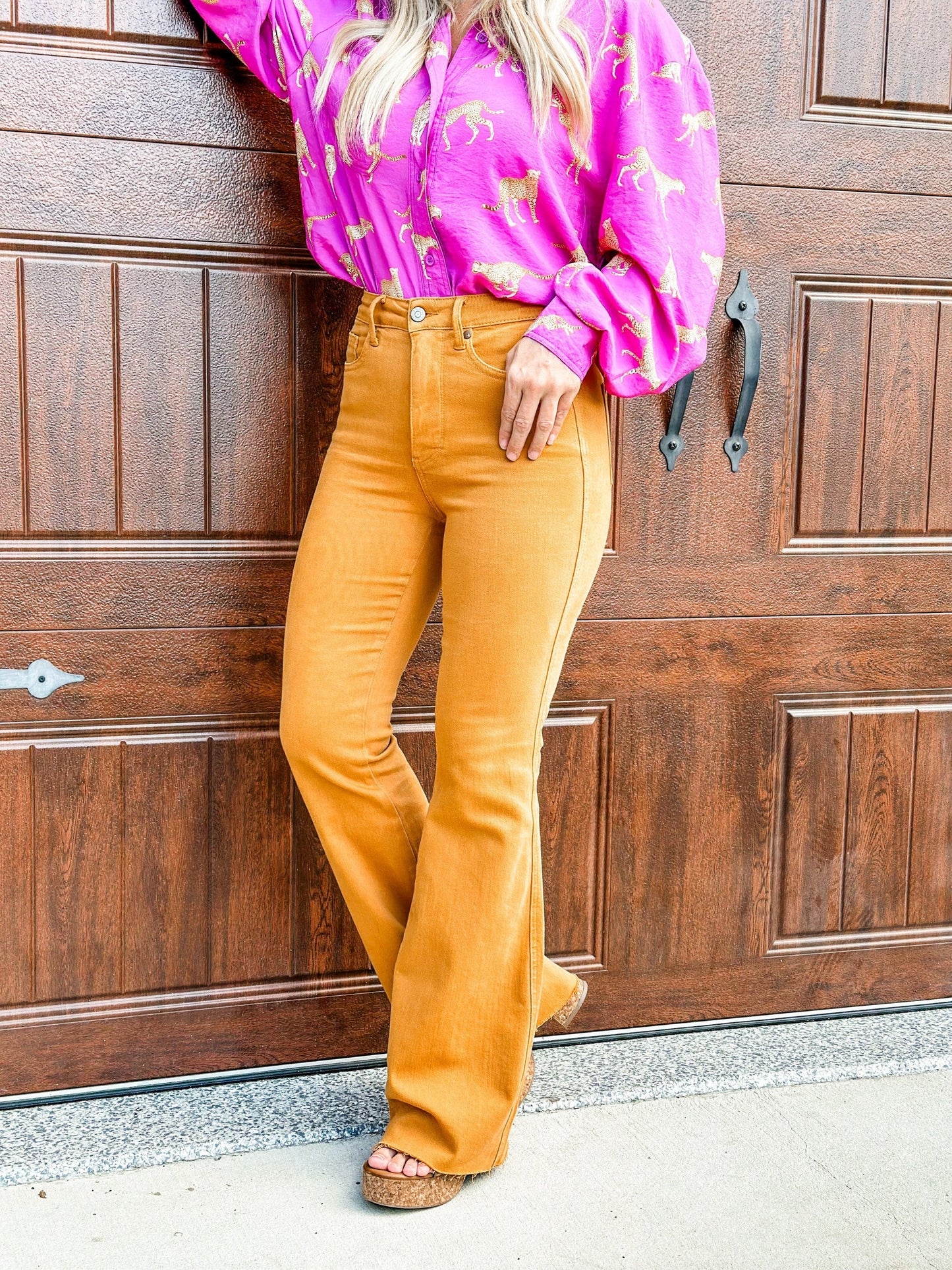 Judy Blue Goldilocks Marigold High Rise Tummy Control Flare Jeans