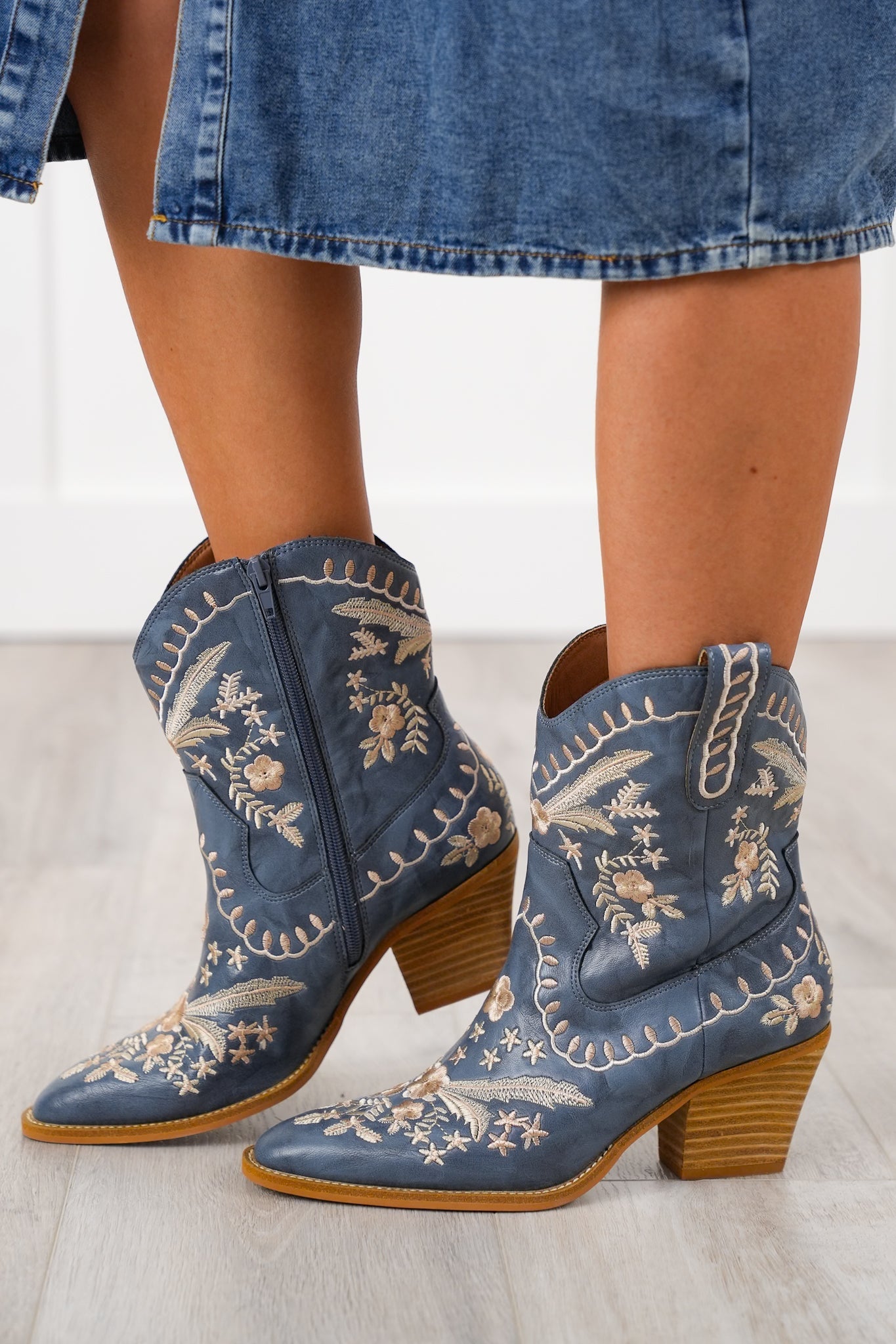 Corky's "Lets Go Girl" Embroidered Western Ankle Boot with Pointed Toe