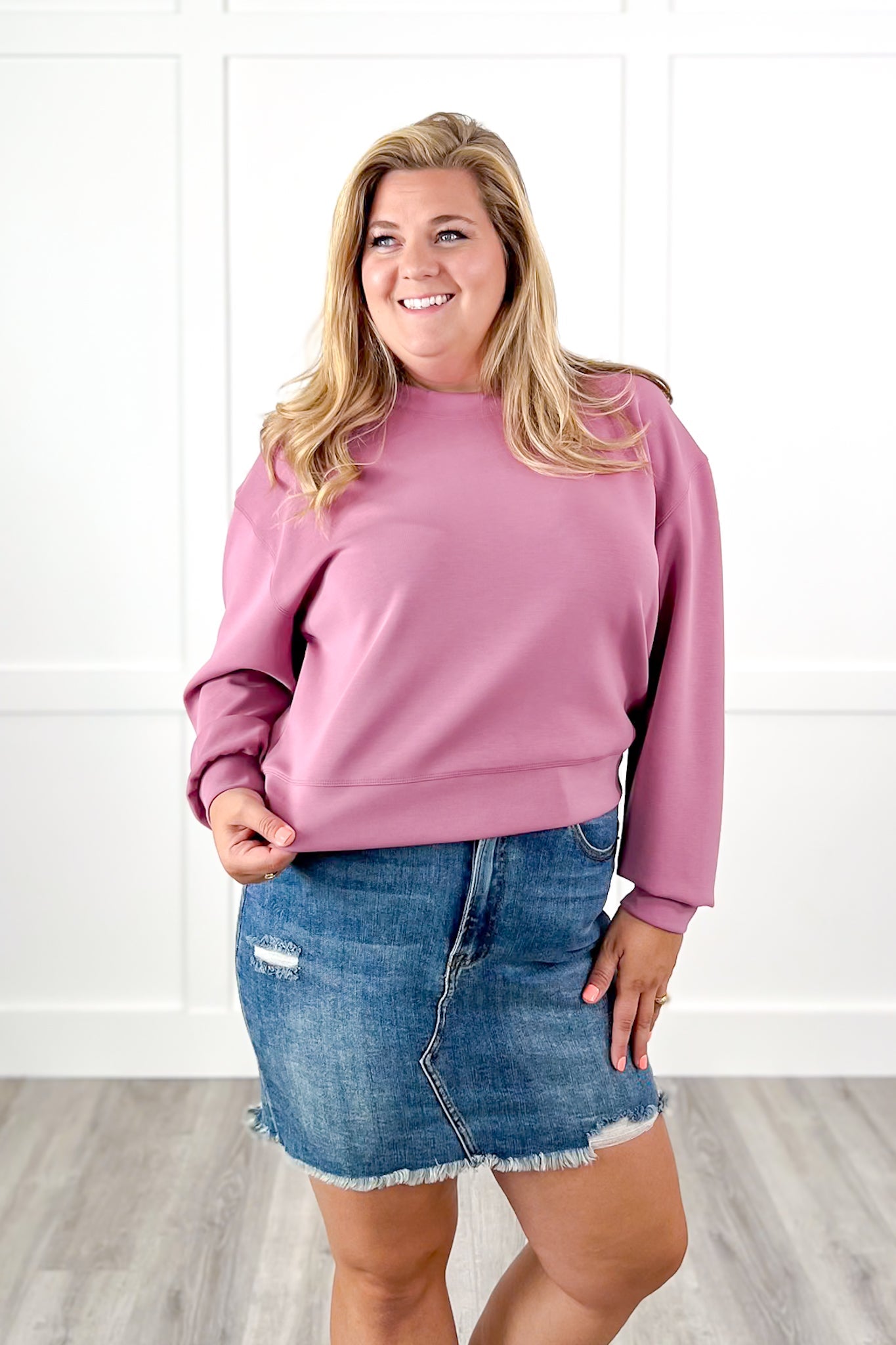 Door Buster! Solid Soft Scuba Long Sleeve Crew Neck Sweatshirt