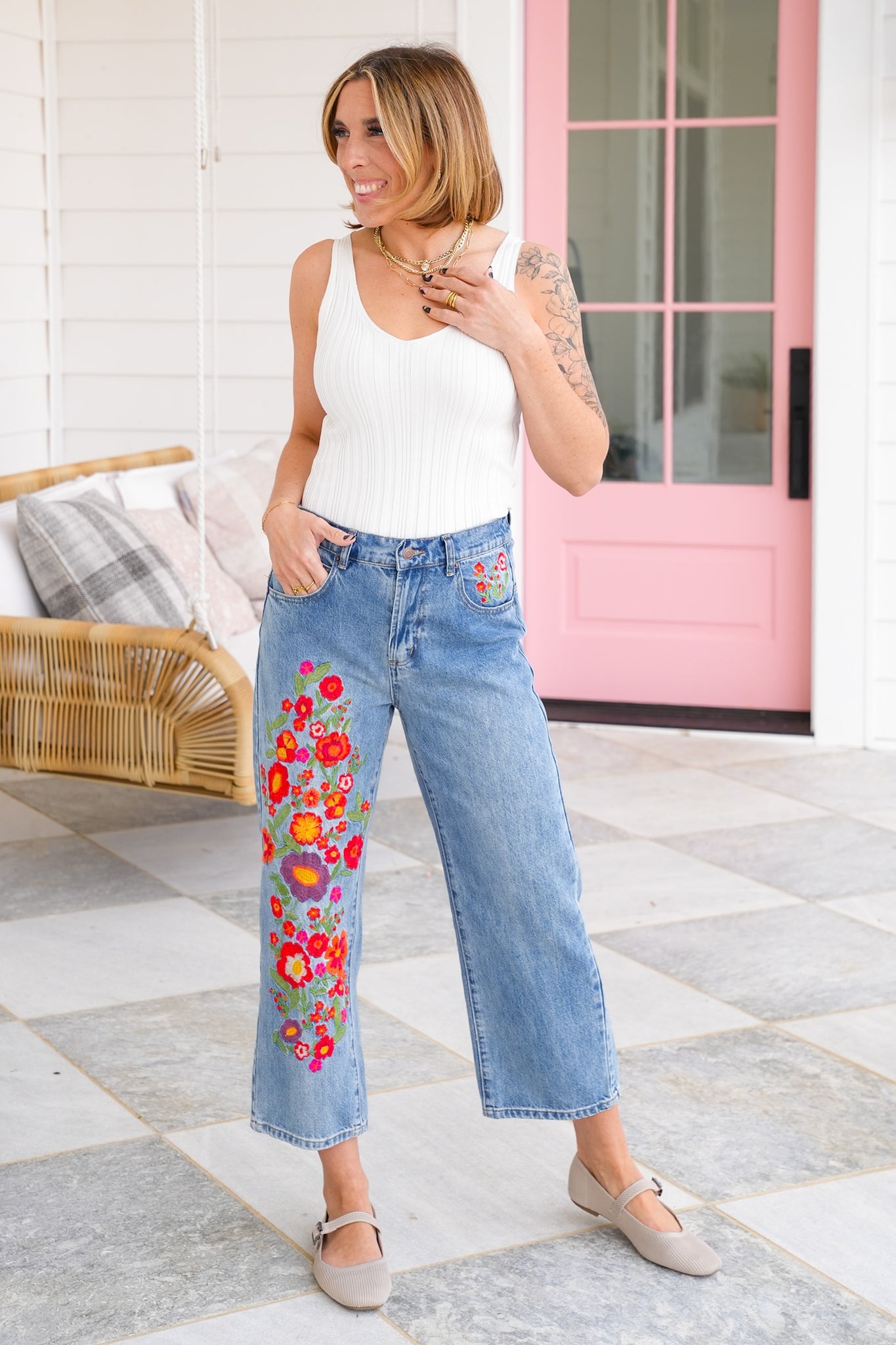 Sleeveless Double V Neck Ribbed Knit Top
