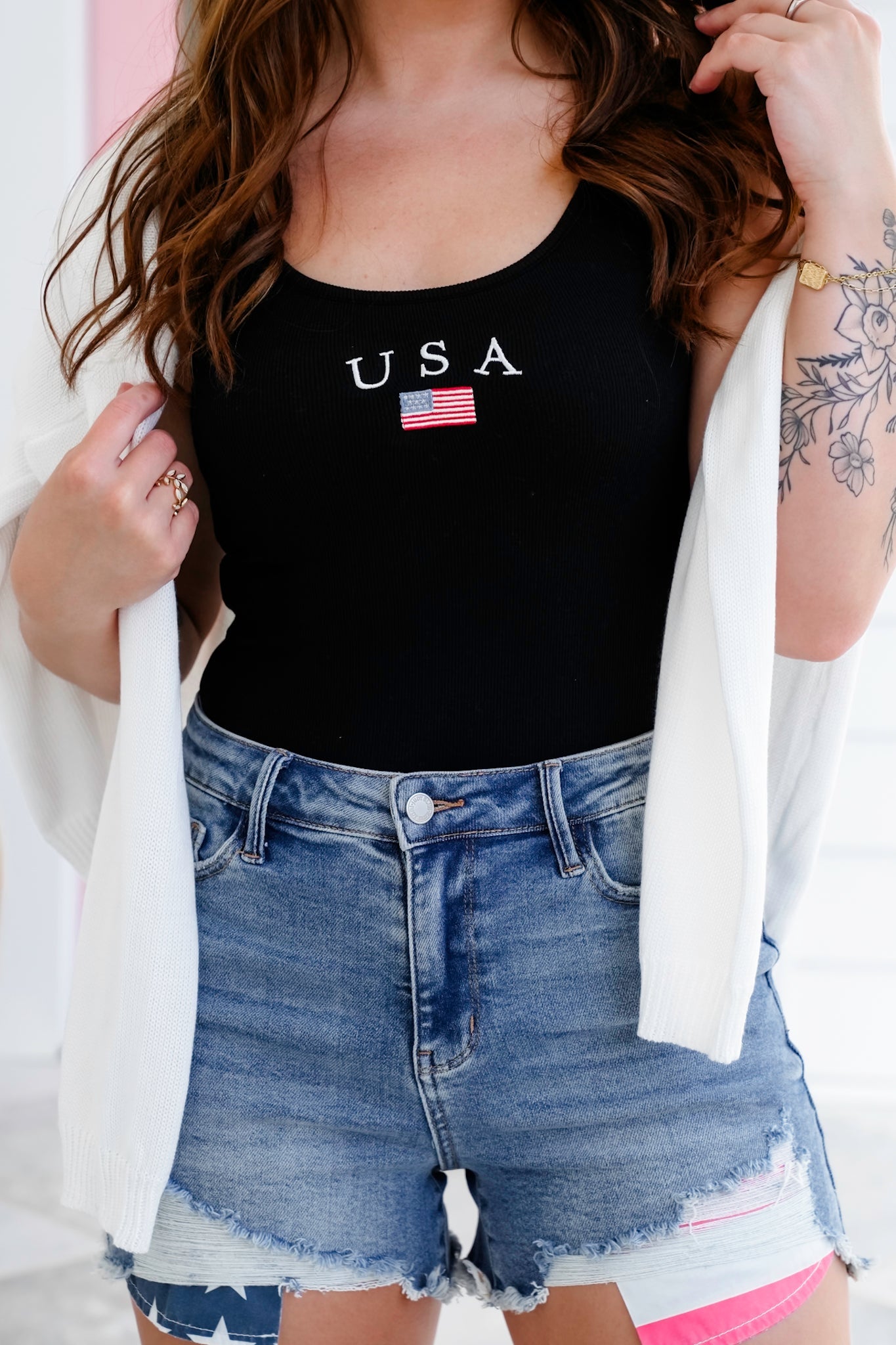 Sleeveless U-Neck "USA" Bodysuit