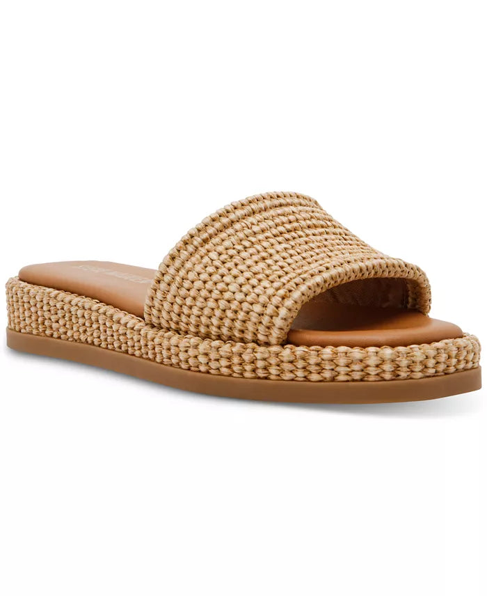 Steve Madden Woven Raffia Slide Sandal with Platform Sole