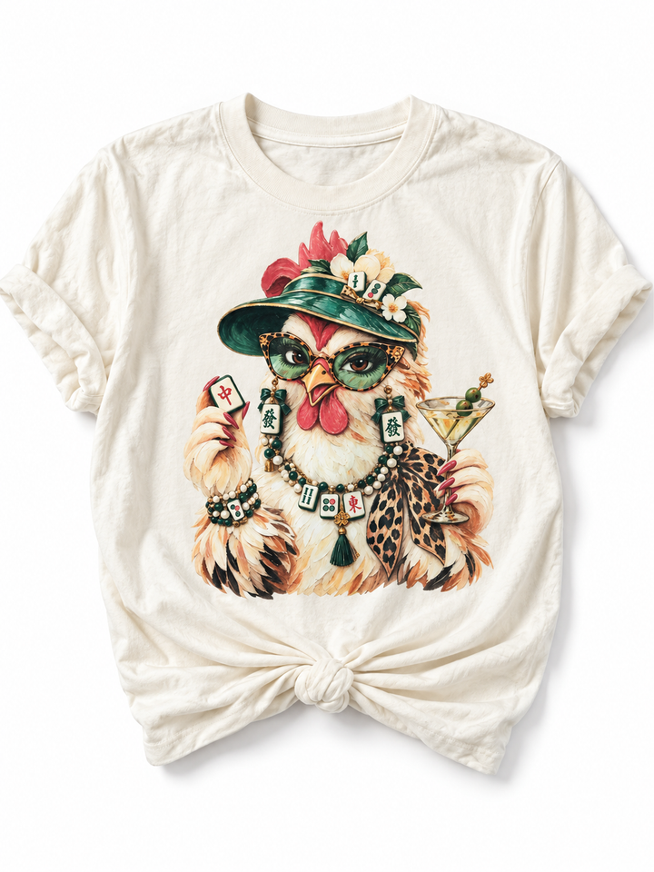 Plus/Reg Short Sleeve Mahjong Chicken Graphic Tee