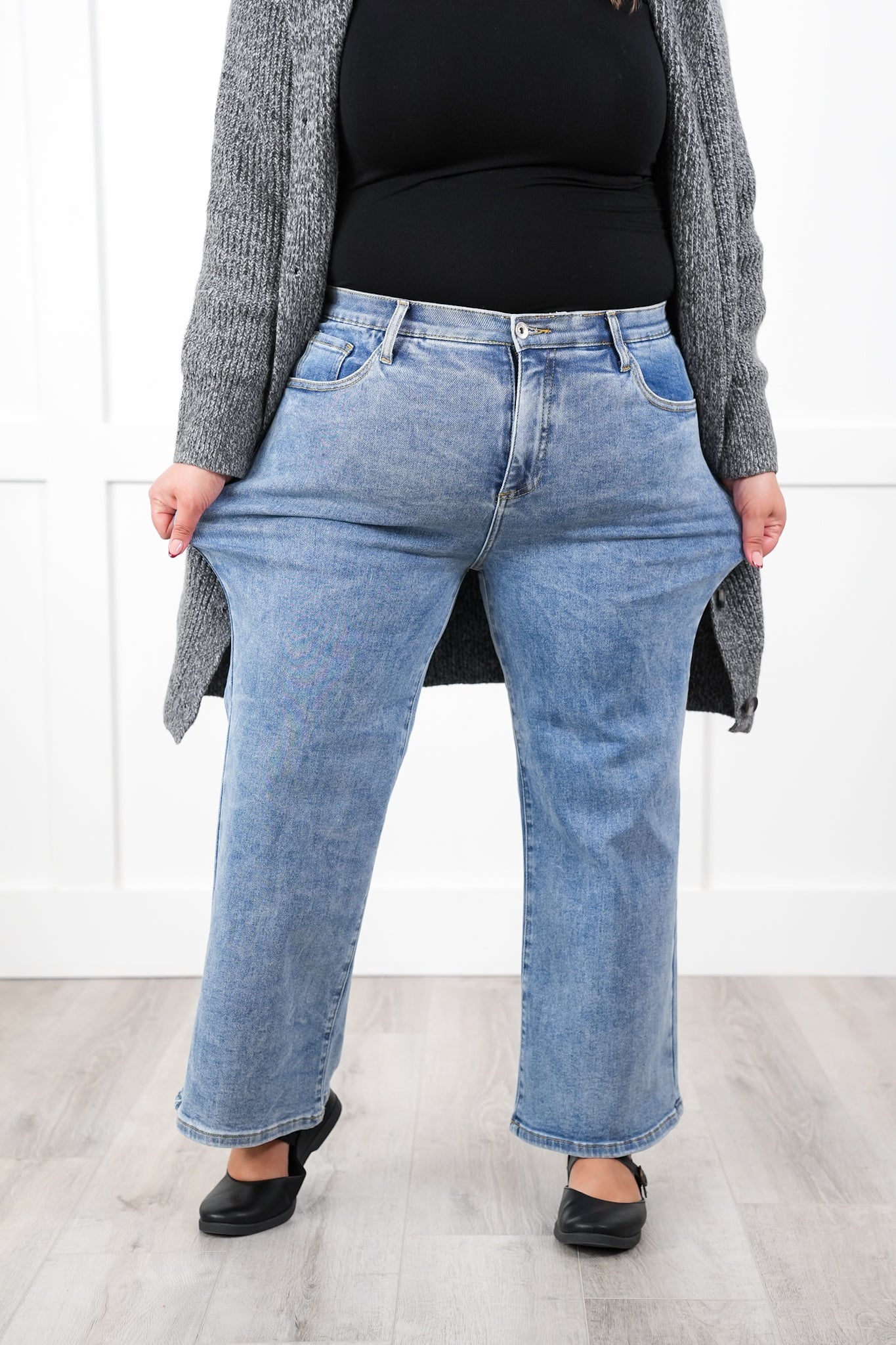 Special A High Rise Light Wash Cropped Wide Leg Jeans