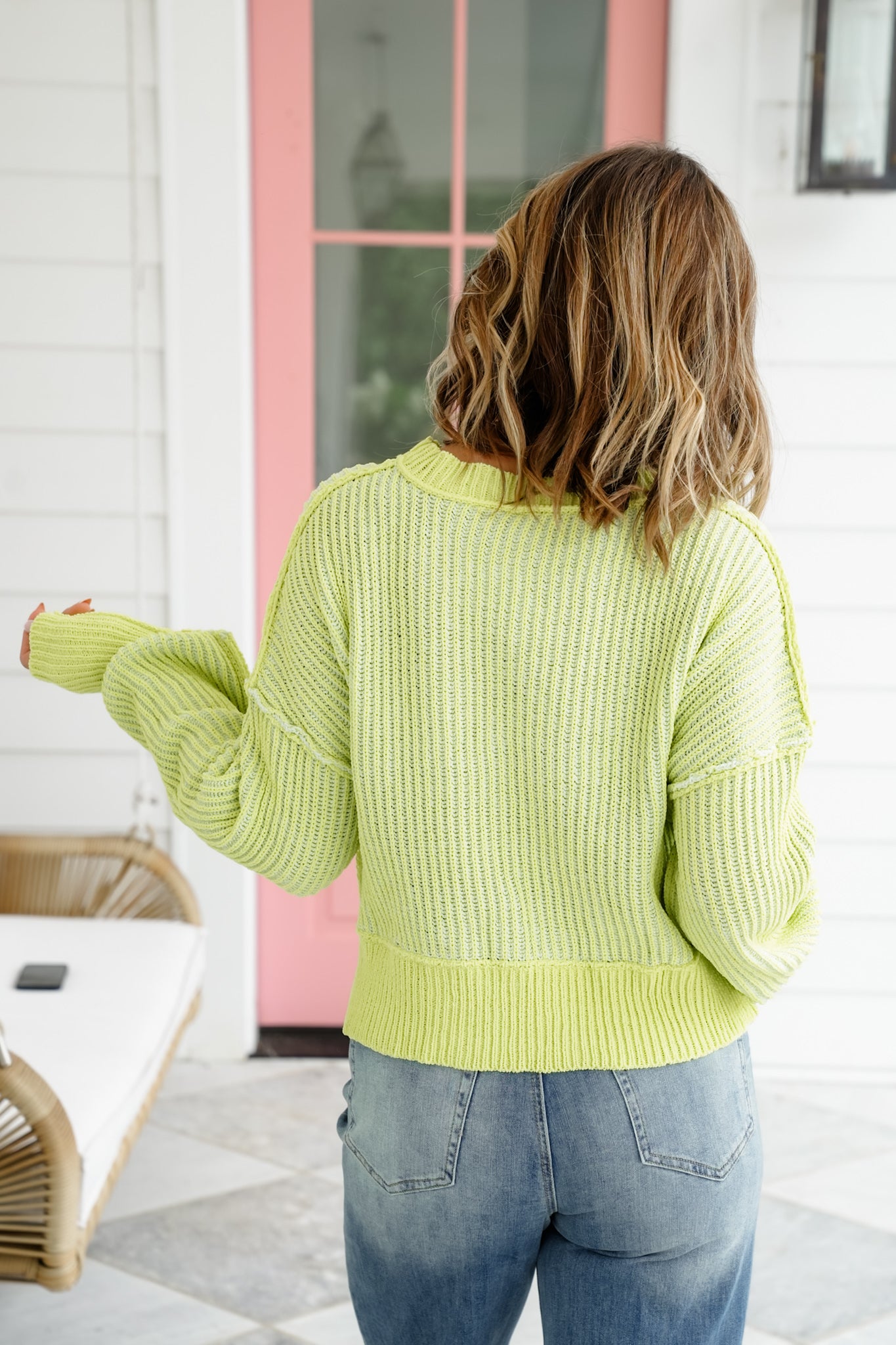 Ribbed Knit Long Sleeve Pullover Sweater