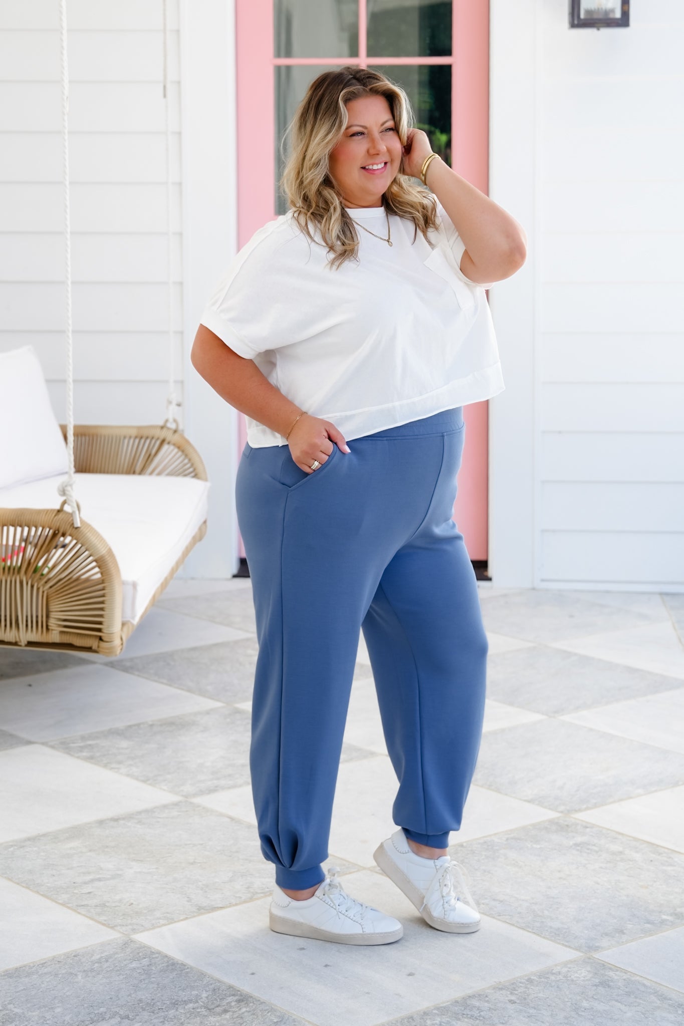 Plus/Reg Scuba Elastic Waistband Joggers With Pockets