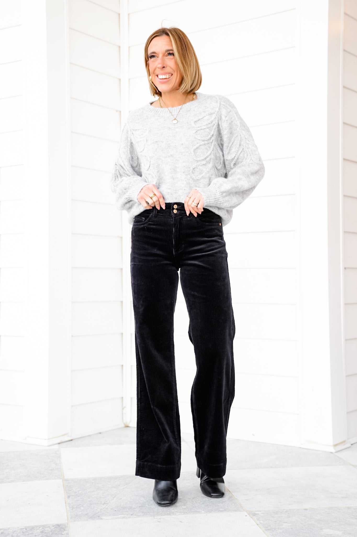 Judy Blue High Rise Black Corduroy Wide Leg Trouser