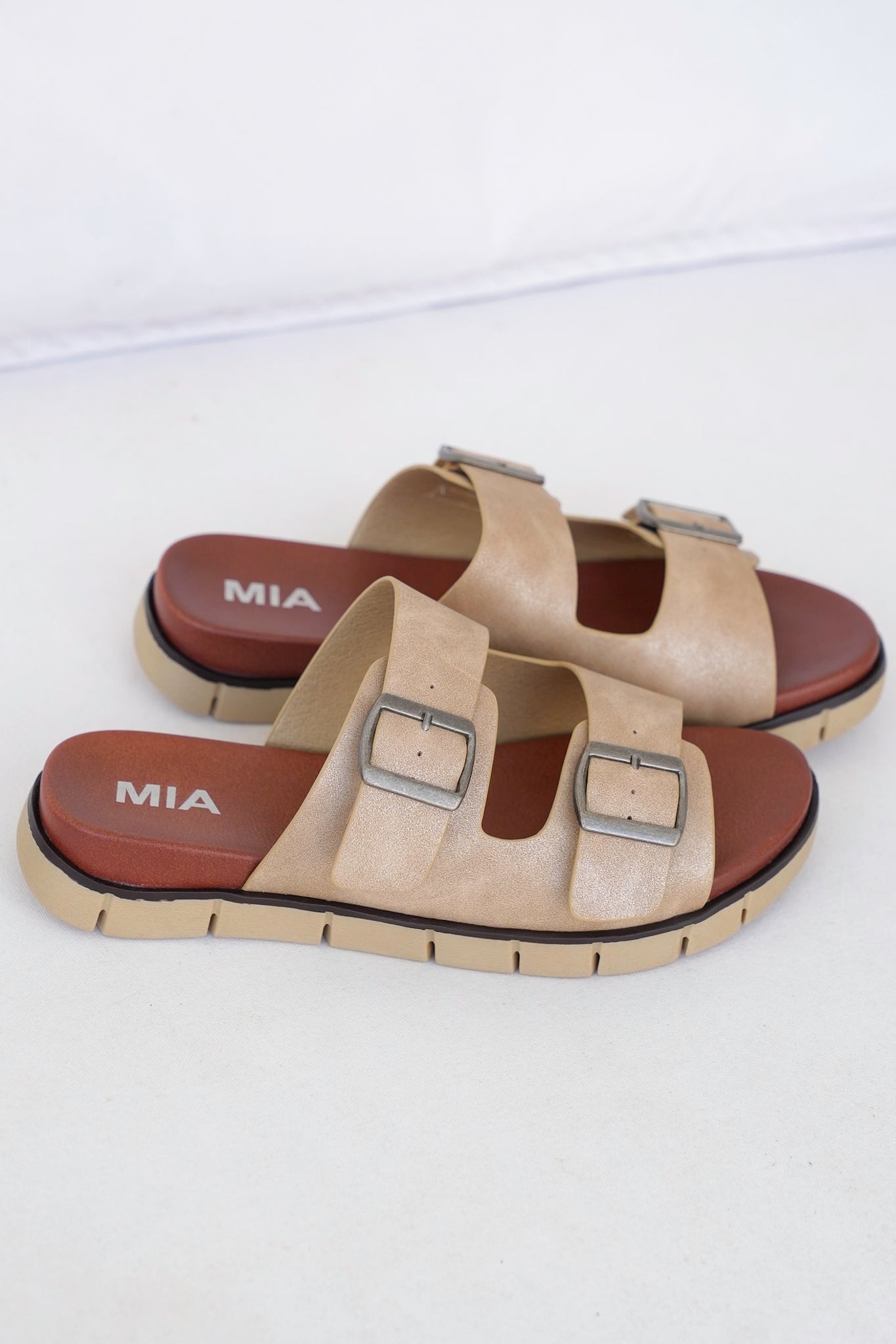 MIA Adjustable Double Buckle Slip On Sandal