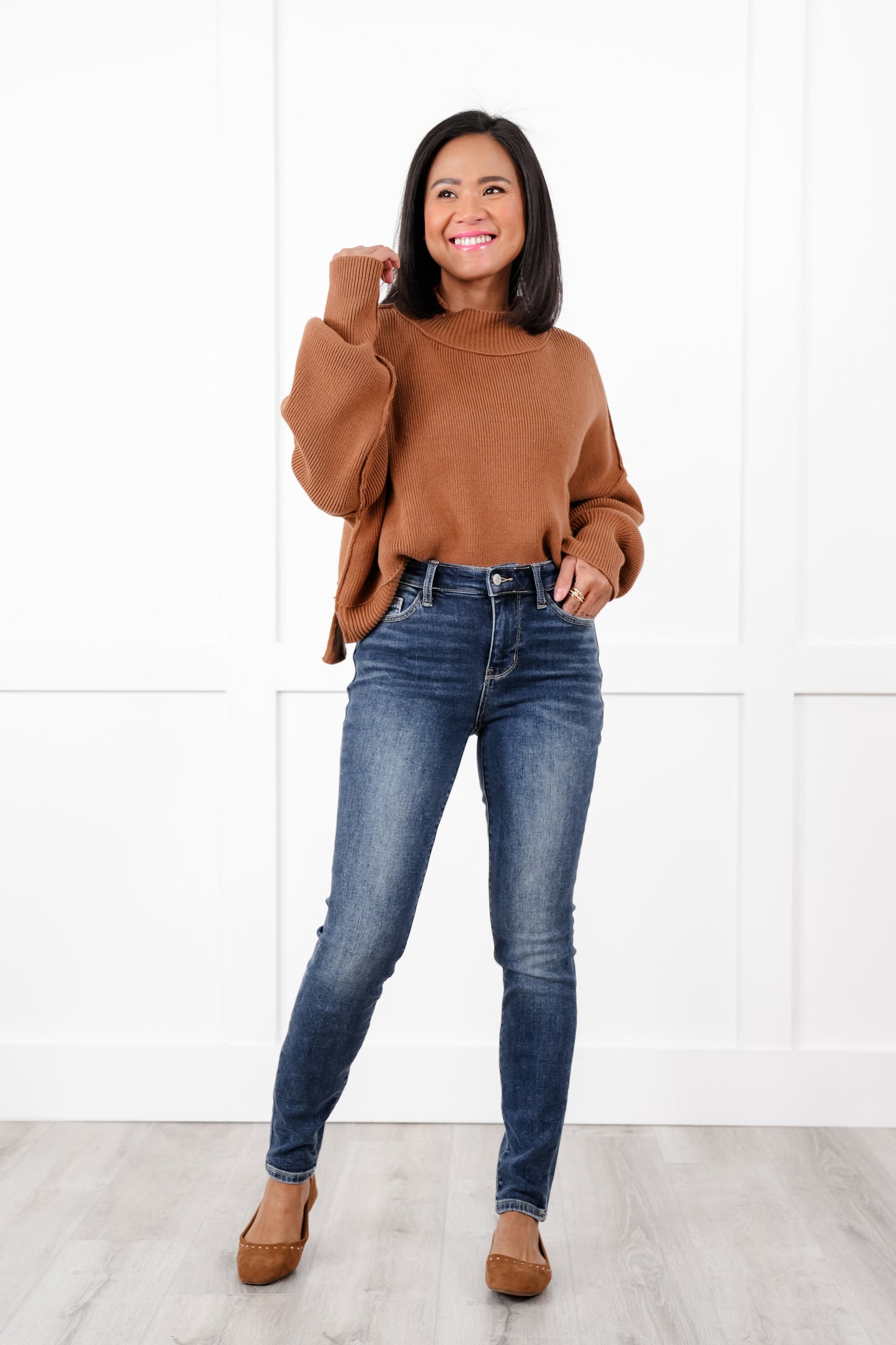 Judy Blue Vail Mid Rise Dark Wash Thermal Skinny Jeans