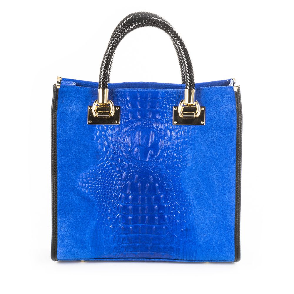 Croc-Embossed Leather Portfolio Bag