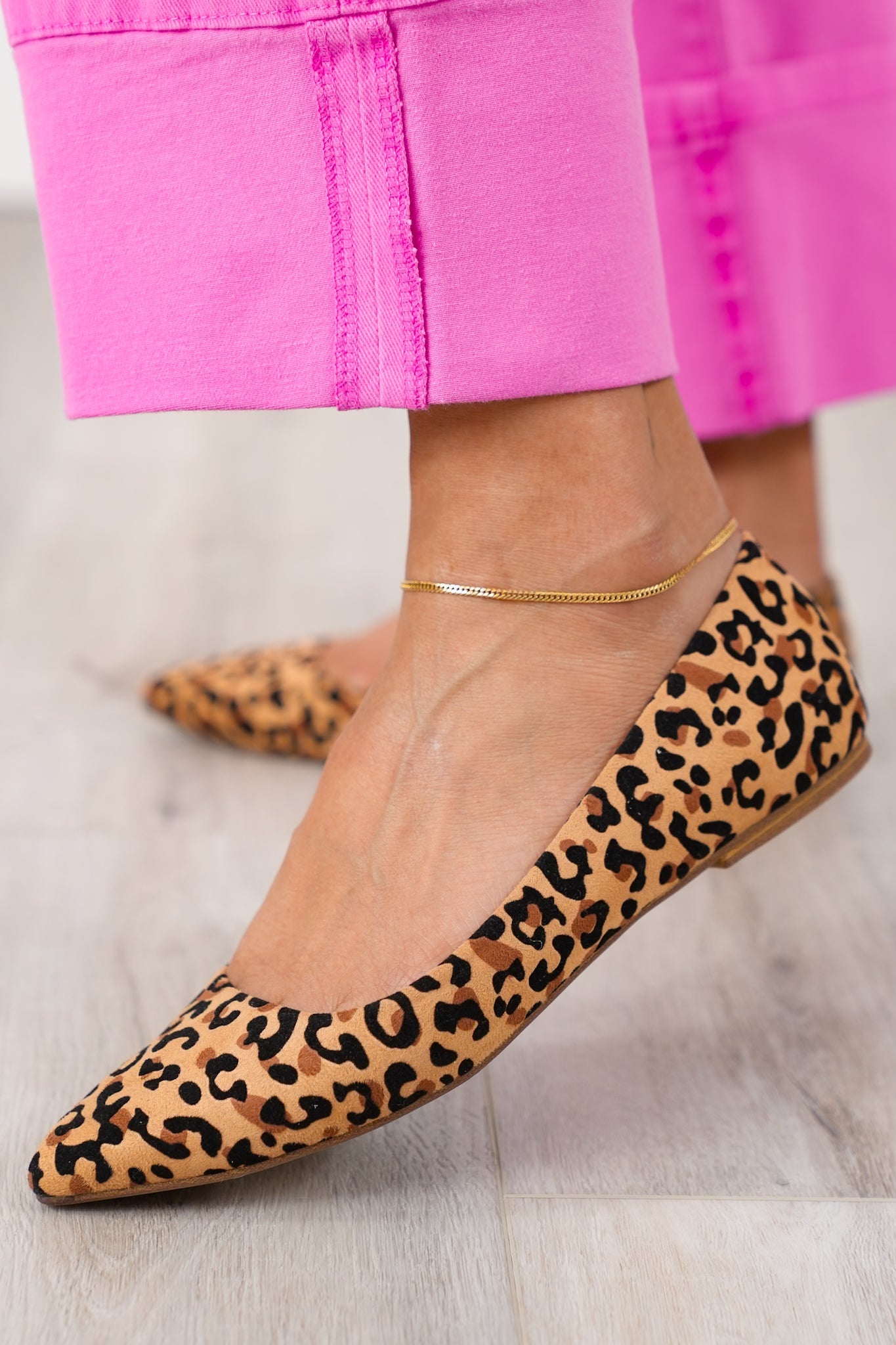 MIA Jaguar Print Pointed Toe Ballet Flats