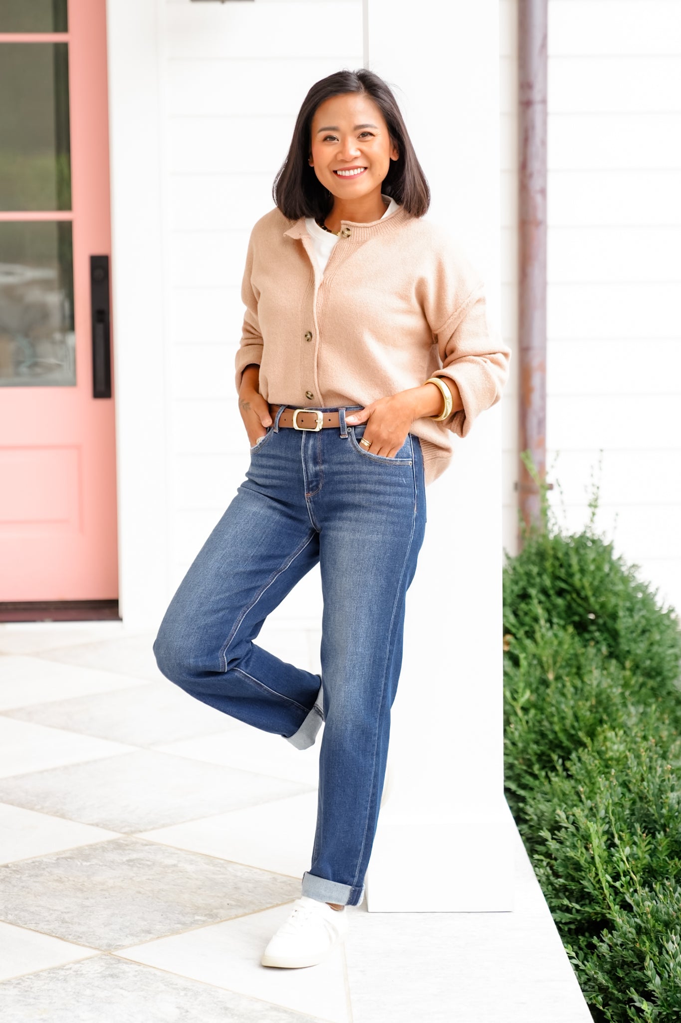 J21 Eleven By Risen Mid Rise Dark Wash Cuffed Boyfriend Jeans