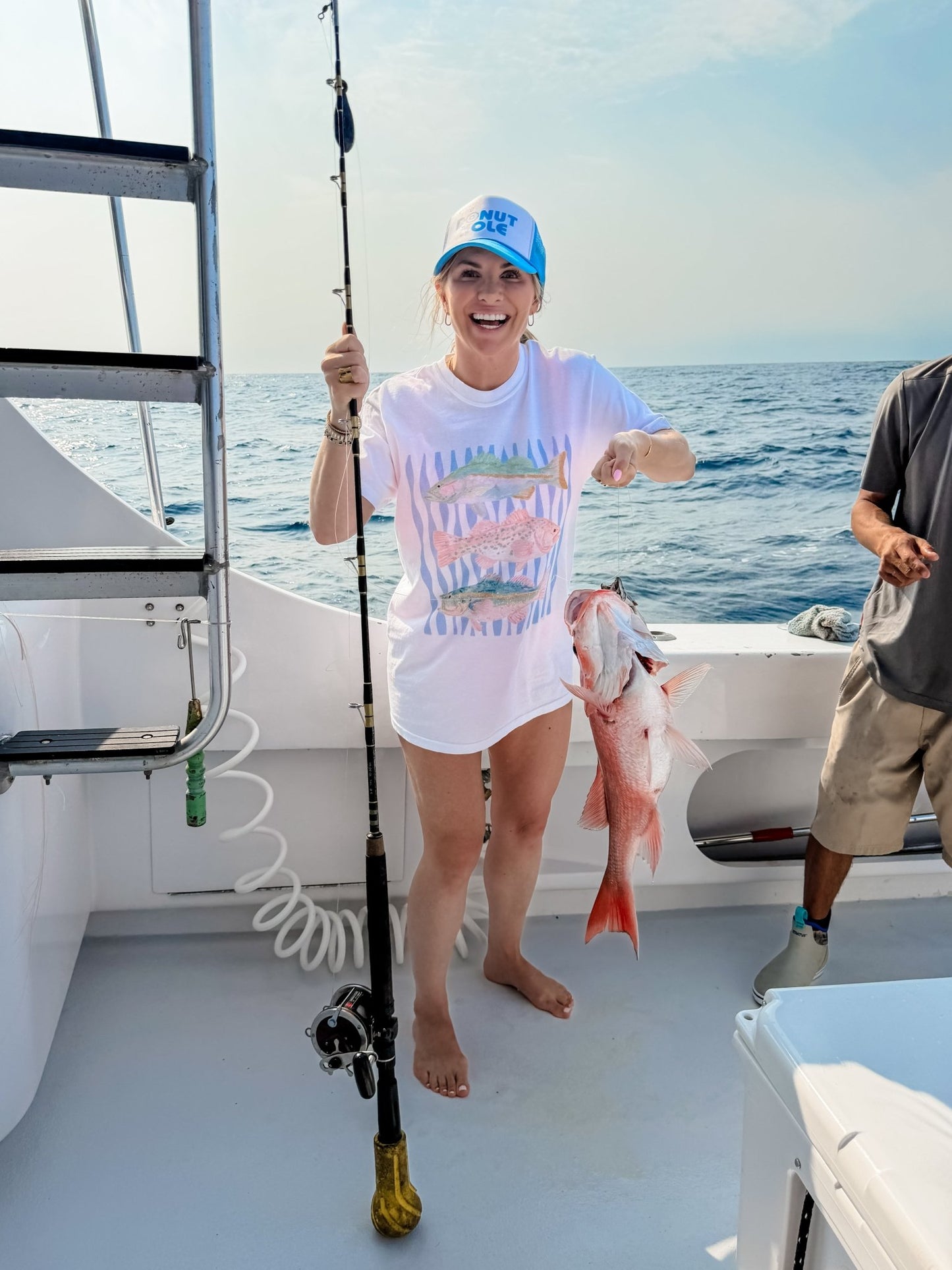 Plus/Reg Short Sleeve "Vintage Fish" Graphic Tee - Freckled Poppy