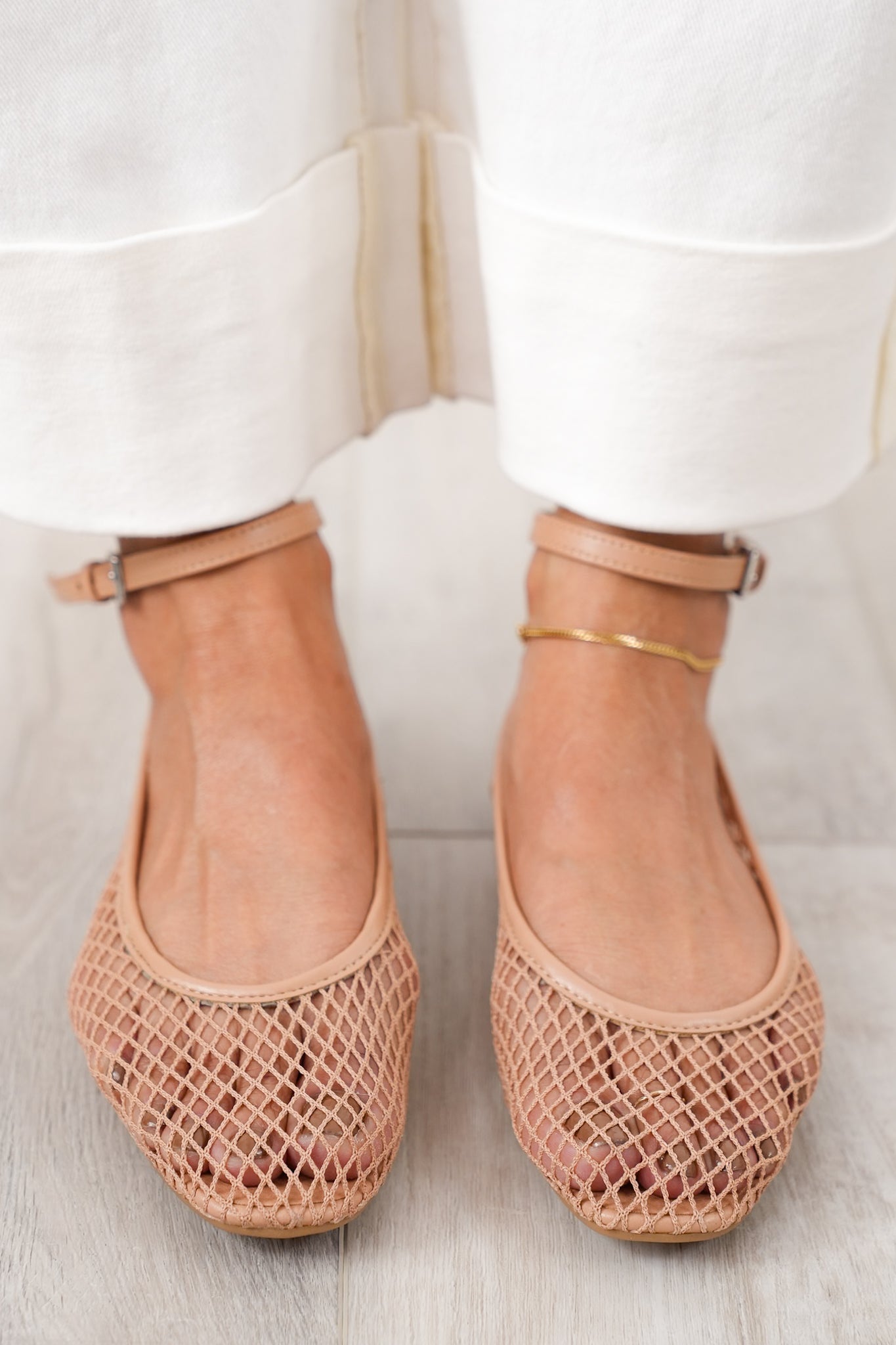 MIA Chic Mesh Flats with Ankle Strap