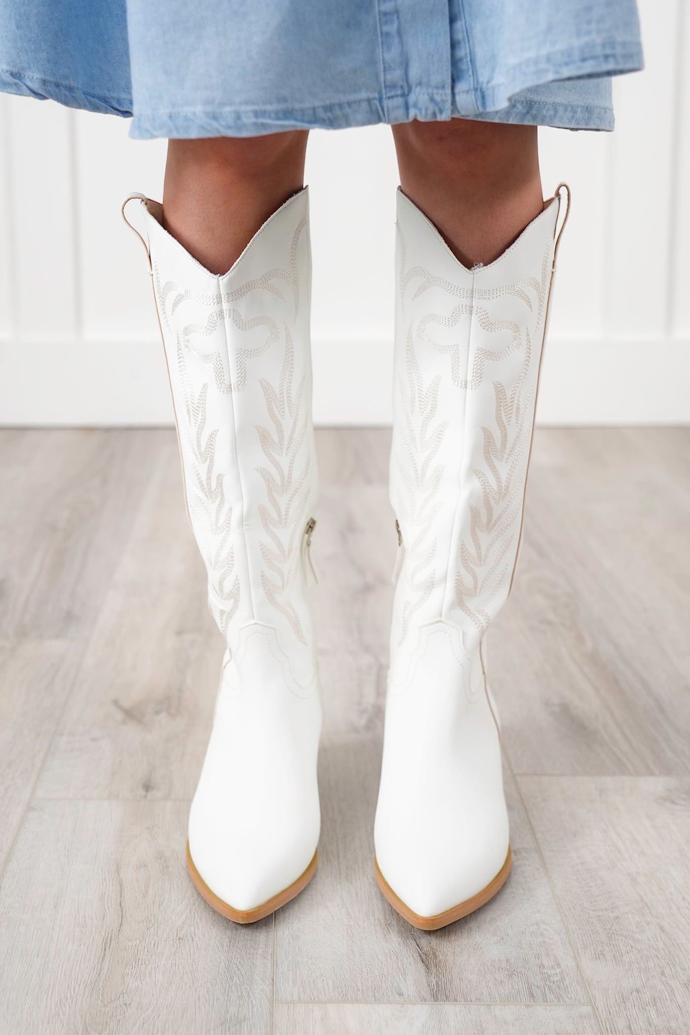 High Western Embroidered Block Heel Boots