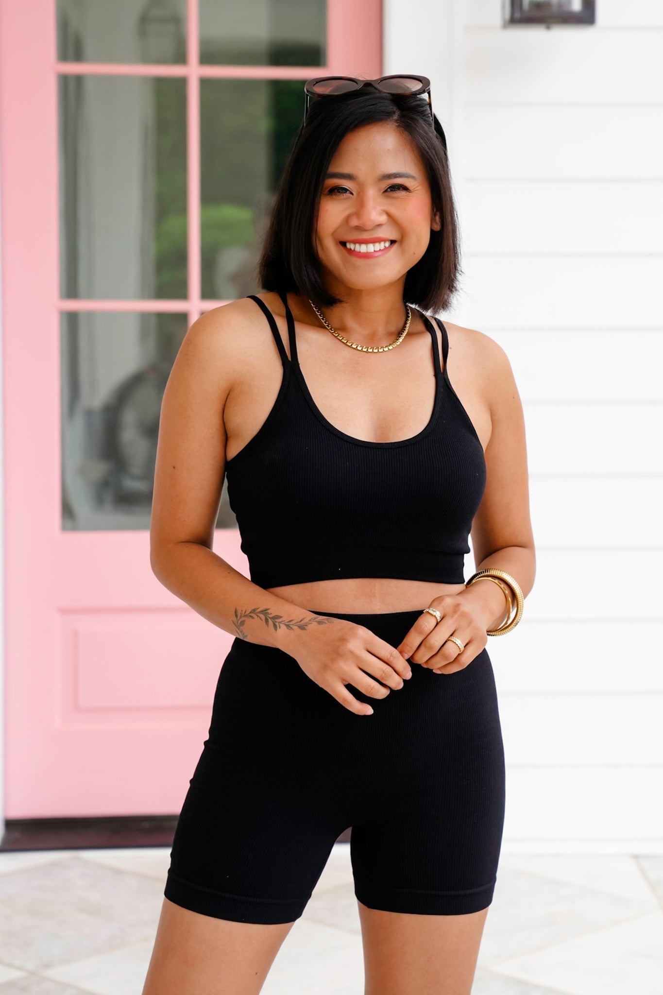 Ribbed Knit Cropped Tank Top and Short Set
