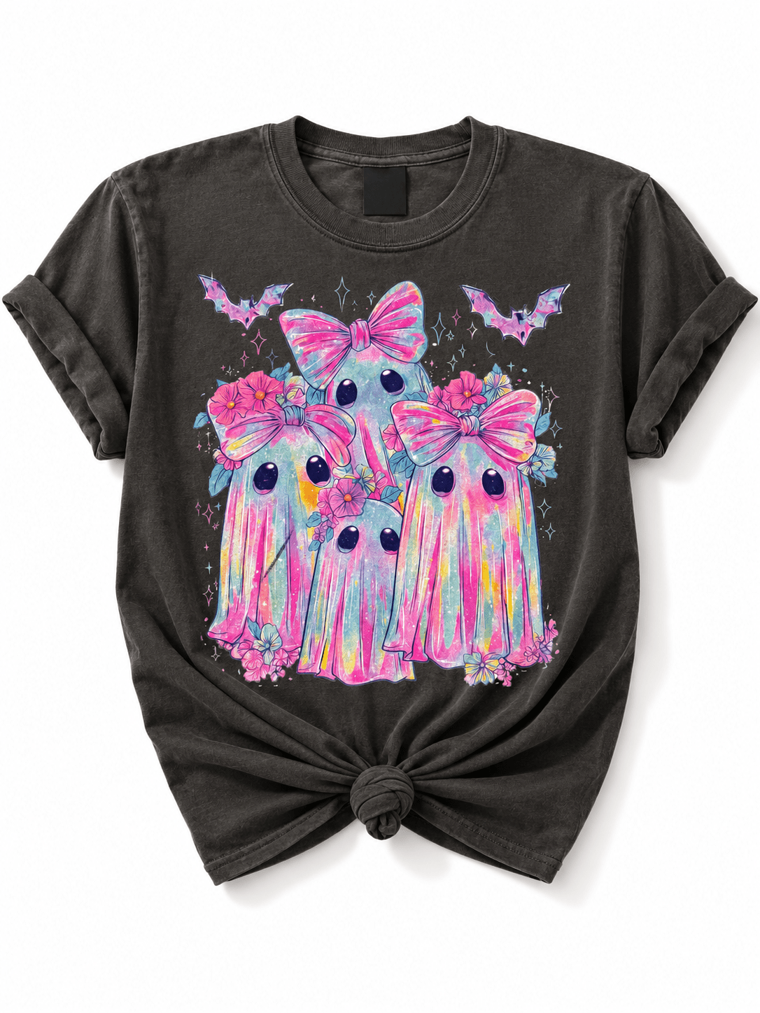 Plus/Reg Short Sleeve Girlie Ghosts Halloween Graphic Tee - Freckled Poppy