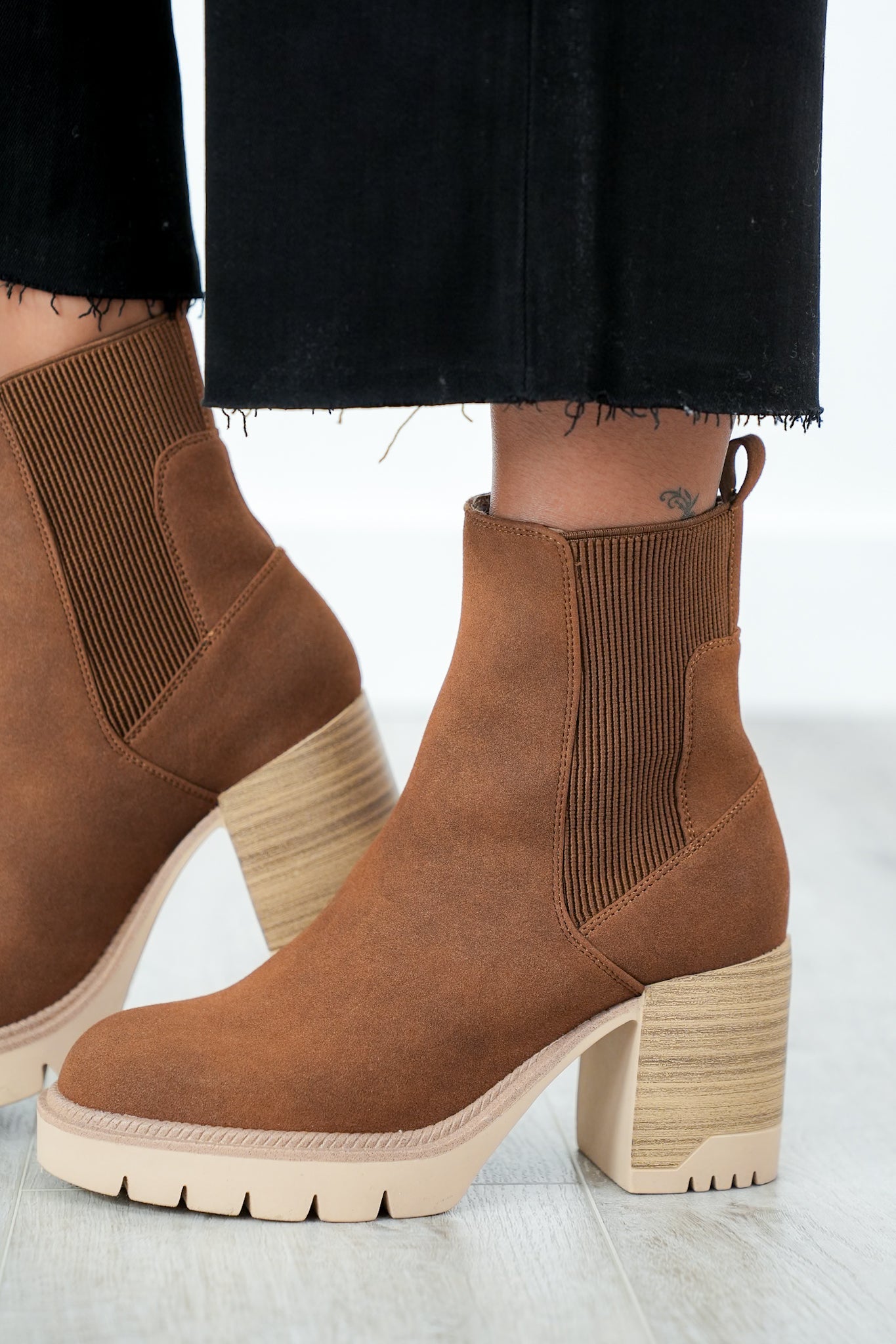 MIA Vegan Nubuck Ankle Boot with Chunky Heel