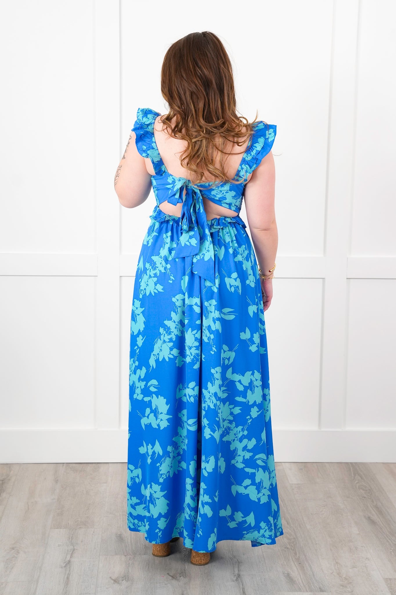 Print Sleeveless Maxi Dress with Ruffle Detail