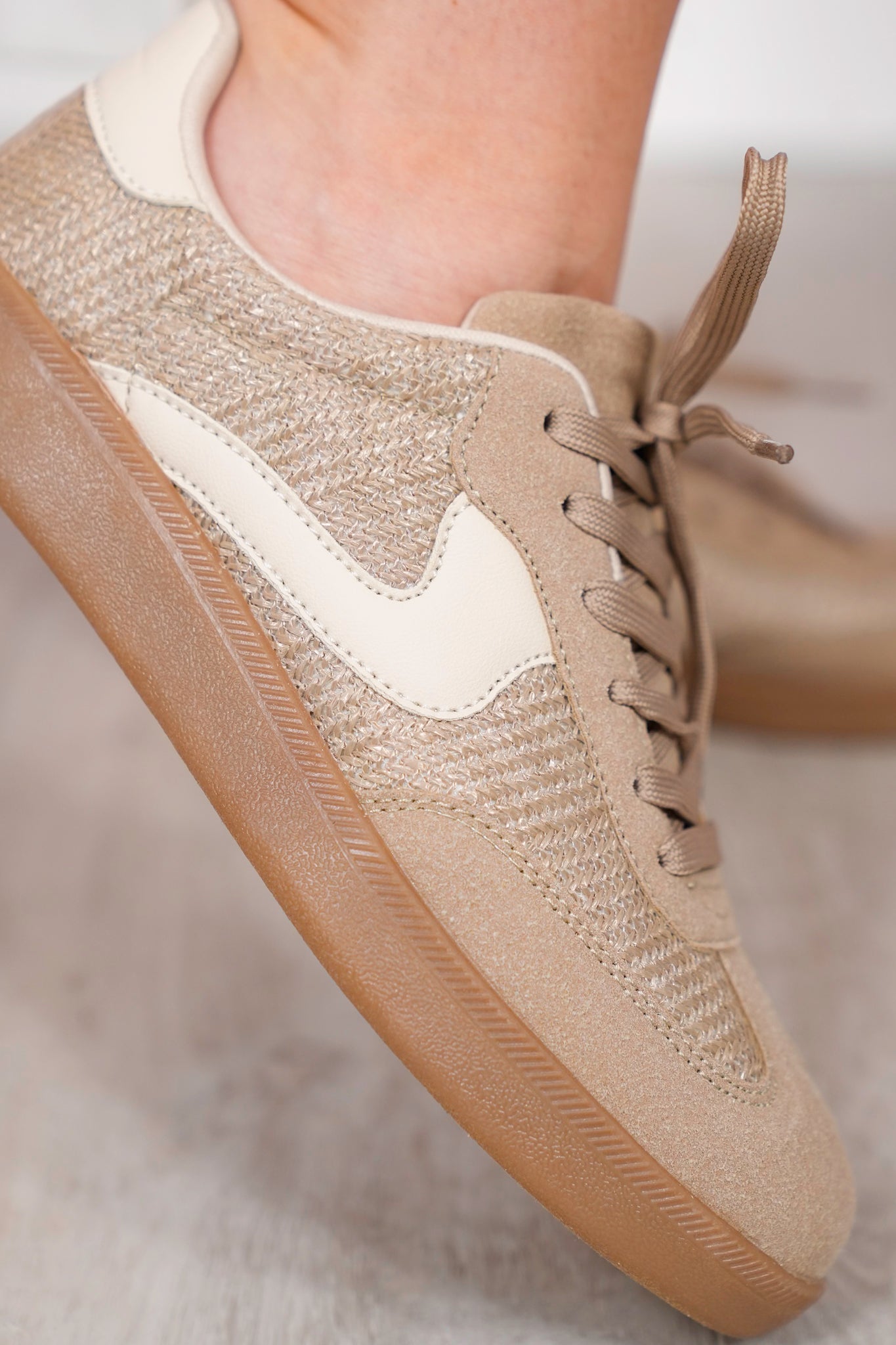 Raffia Lace Up Sneakers