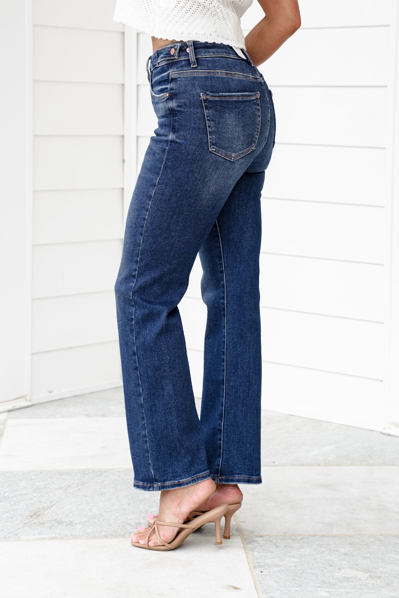 Risen The One and Only High Rise Dark Wash Tummy Control Straight Leg Jeans with Adjustable Waistband