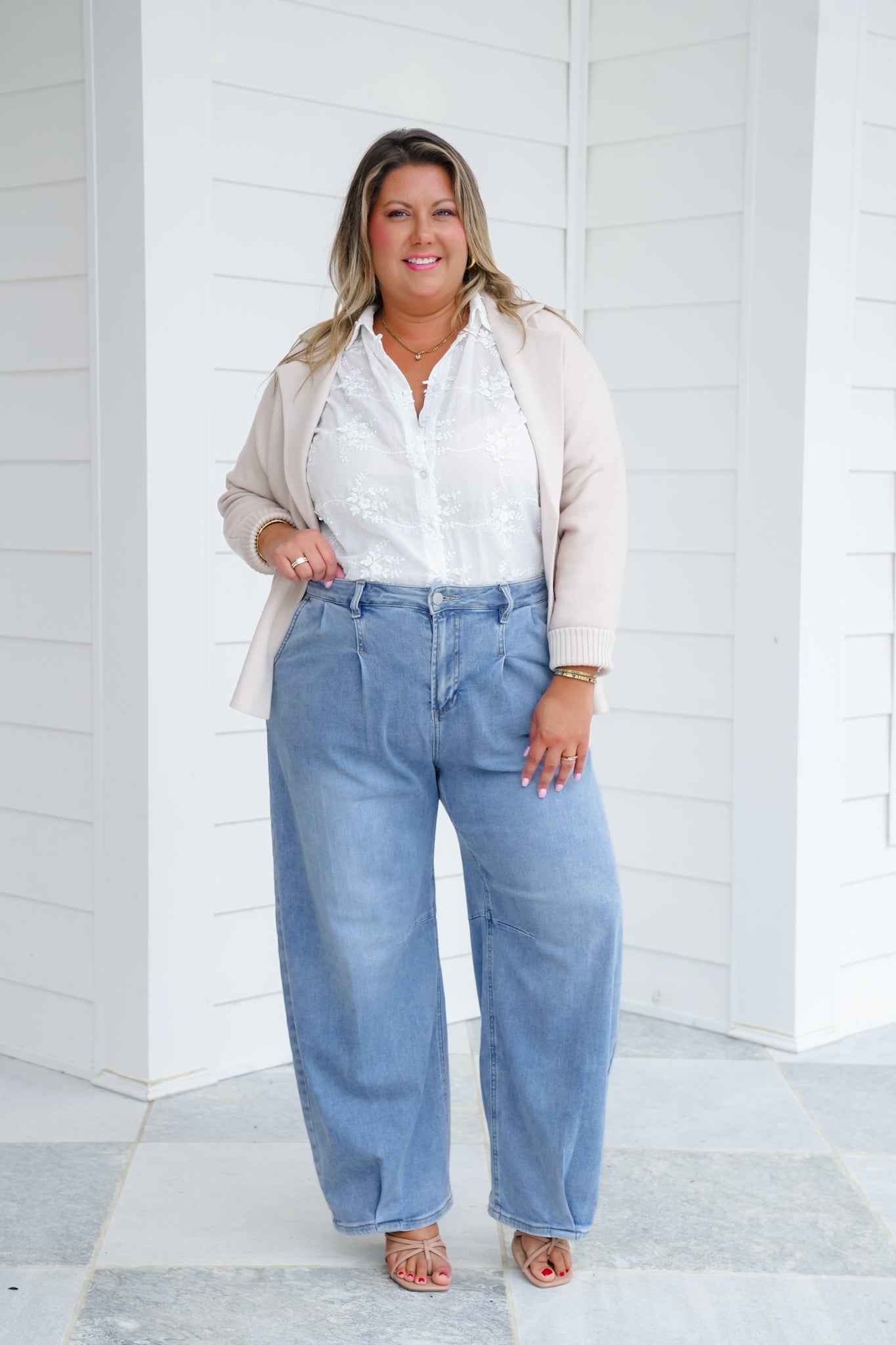 Risen The Easy Street Wide-Leg Pleated Barrel Jeans