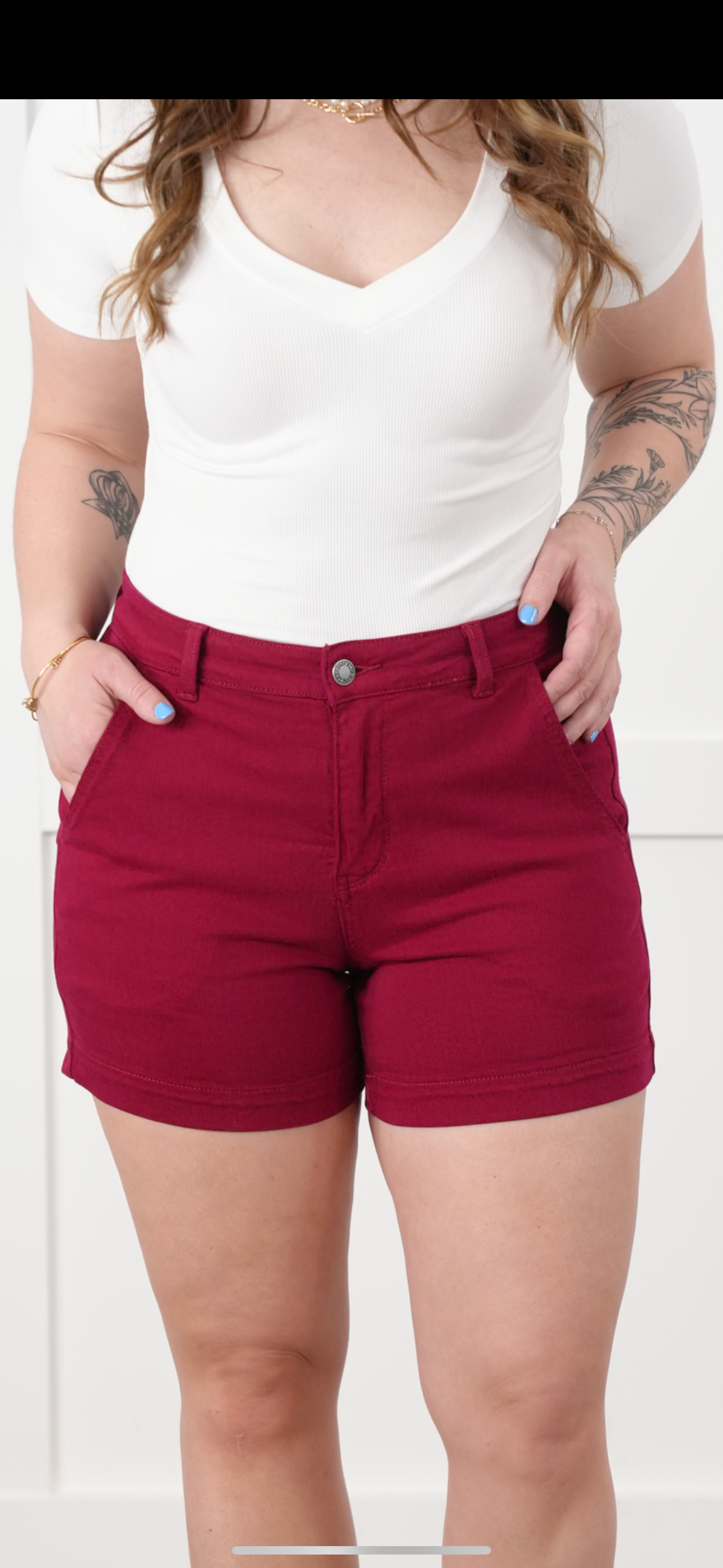 Judy Blue Scarlet Tummy Control Trouser Shorts with Heart Shaped Pockets