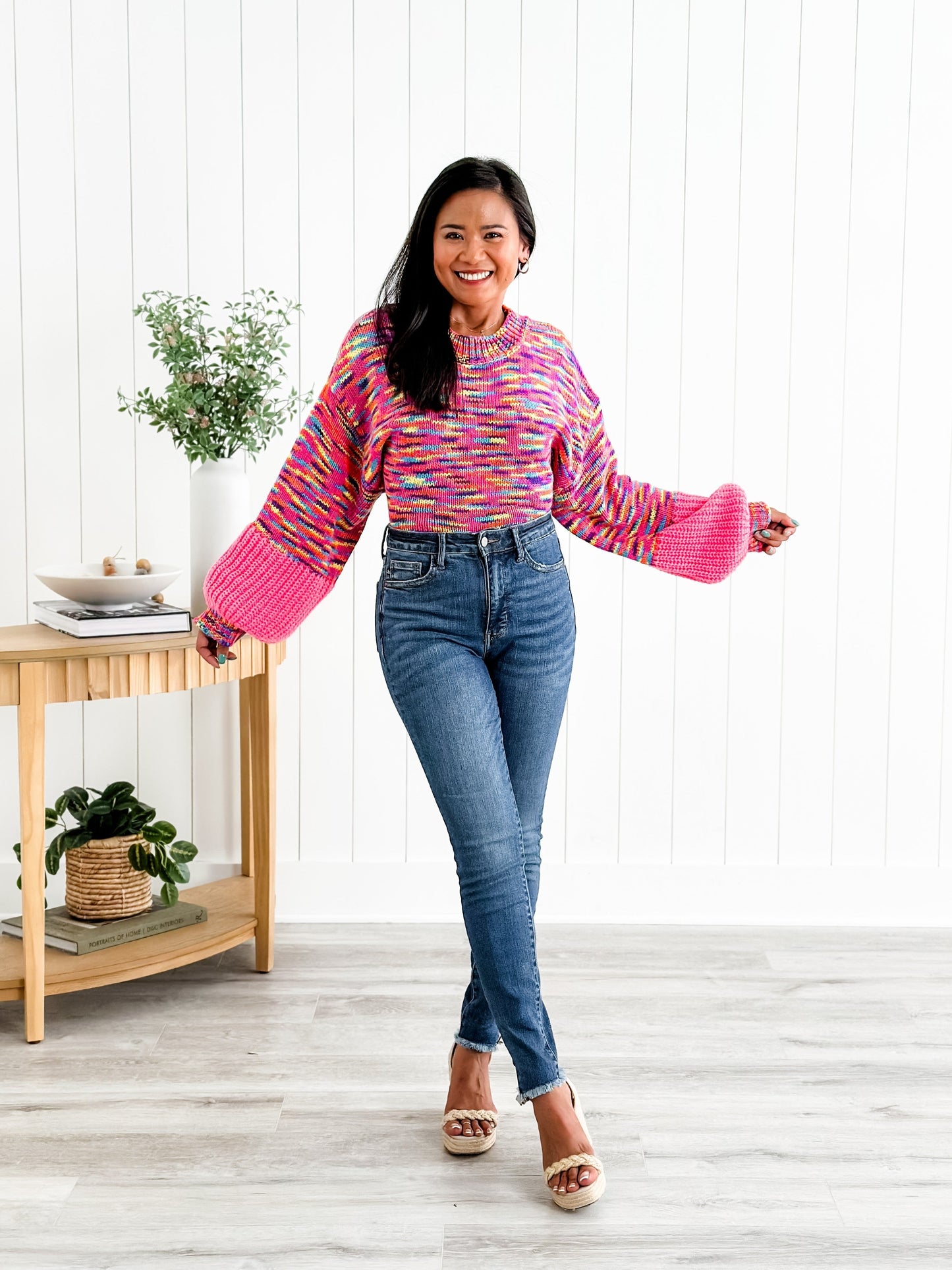 Judy Blue What Dreams are Made Of High Rise Medium Wash Tummy Control Side Slit With Frayed Hem Skinny Jeans