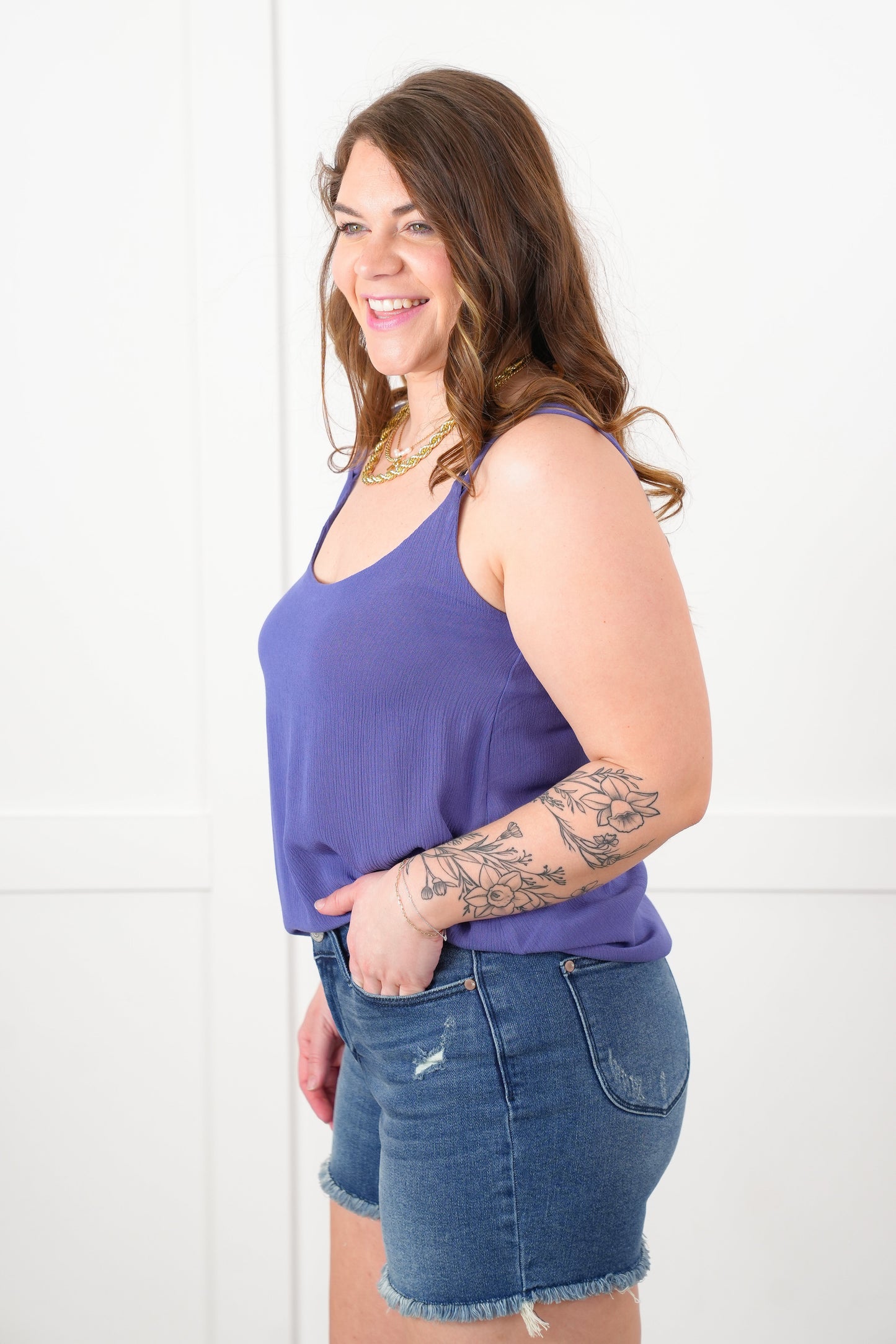 Door Buster! Zenana Double Spaghetti Strap Crinkle V-Neck Cami Top
